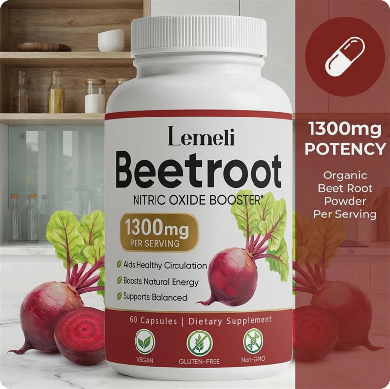 3x Lemeli Beetroot – 1300mg, Lemeli Beet Root Supplement 60 Capsules