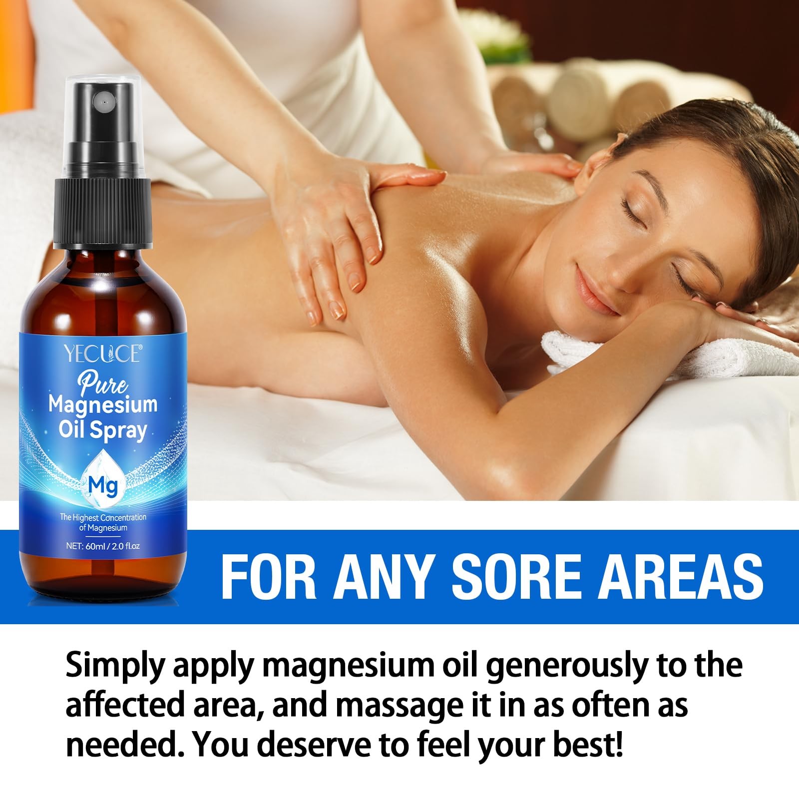 NVXNMSD Magnesium Oil Spray – Pure – 2 Fl Oz (Pack of 1), Blue