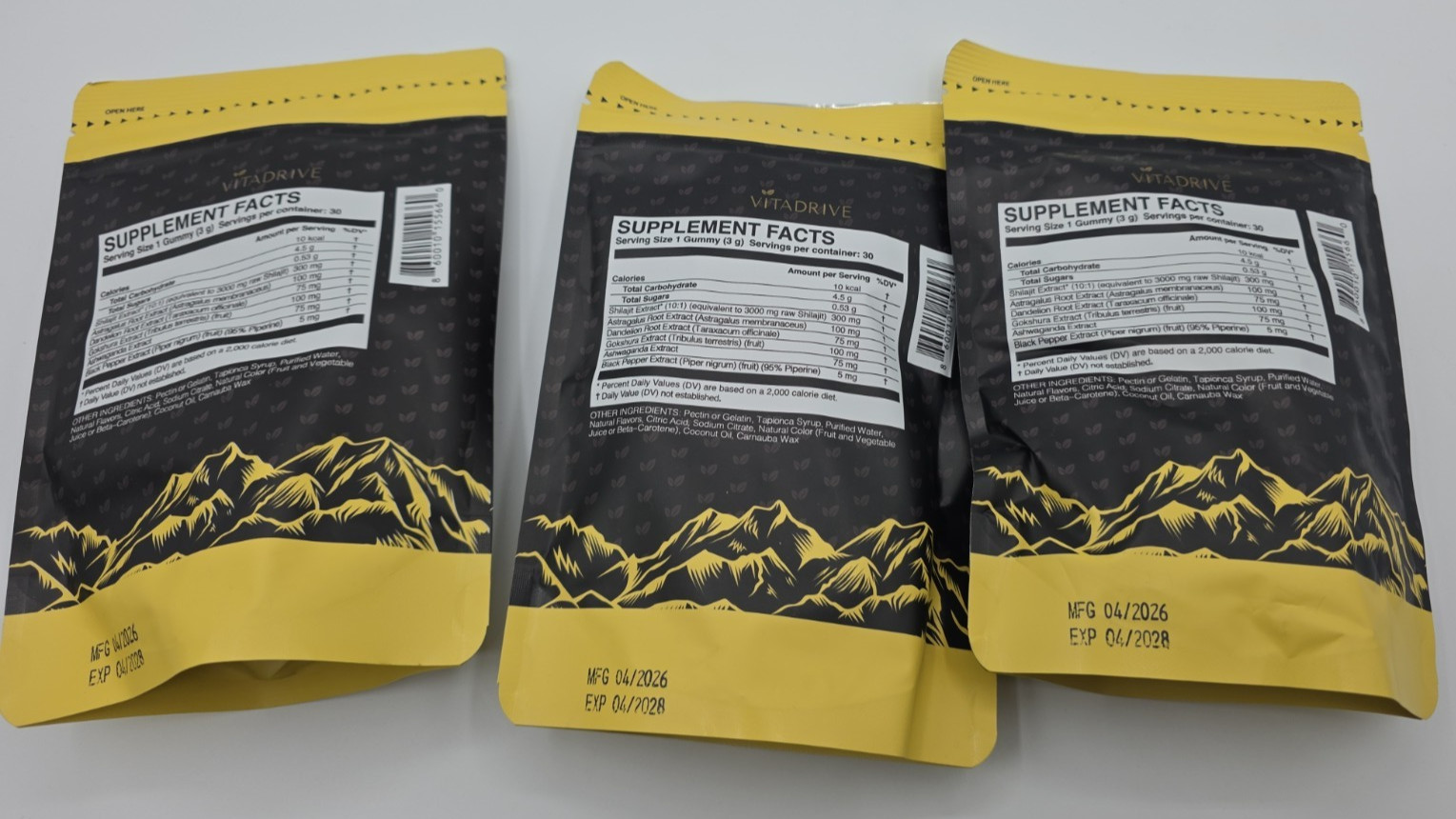 Vitadrive Himalayan Shilajit Gummies 3 Pack / Expires 04/2028