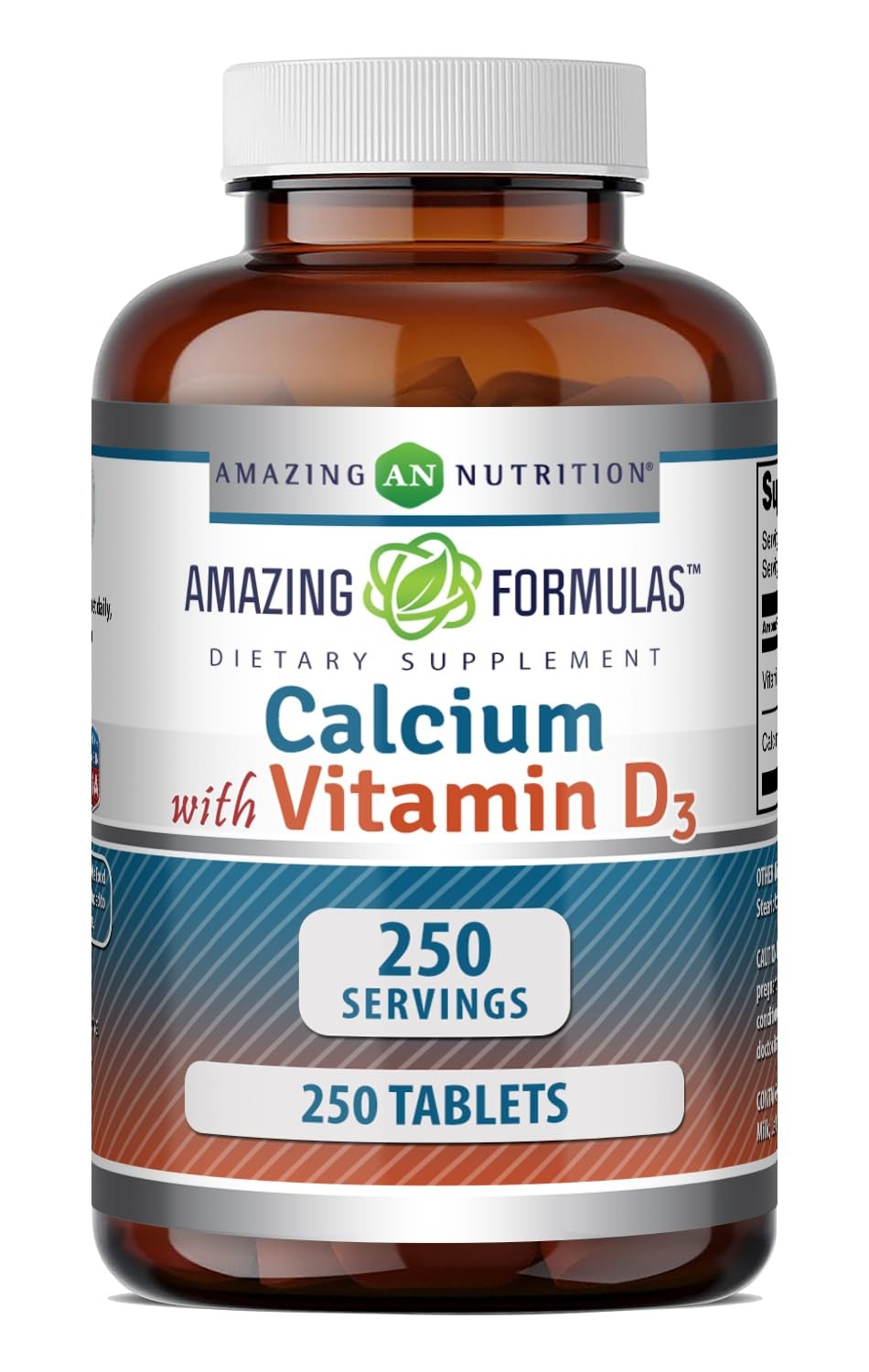 Amazing Formulas Calcium 600 Mg with Vitamin D3 400 IU 250 Count (Pack of 1)