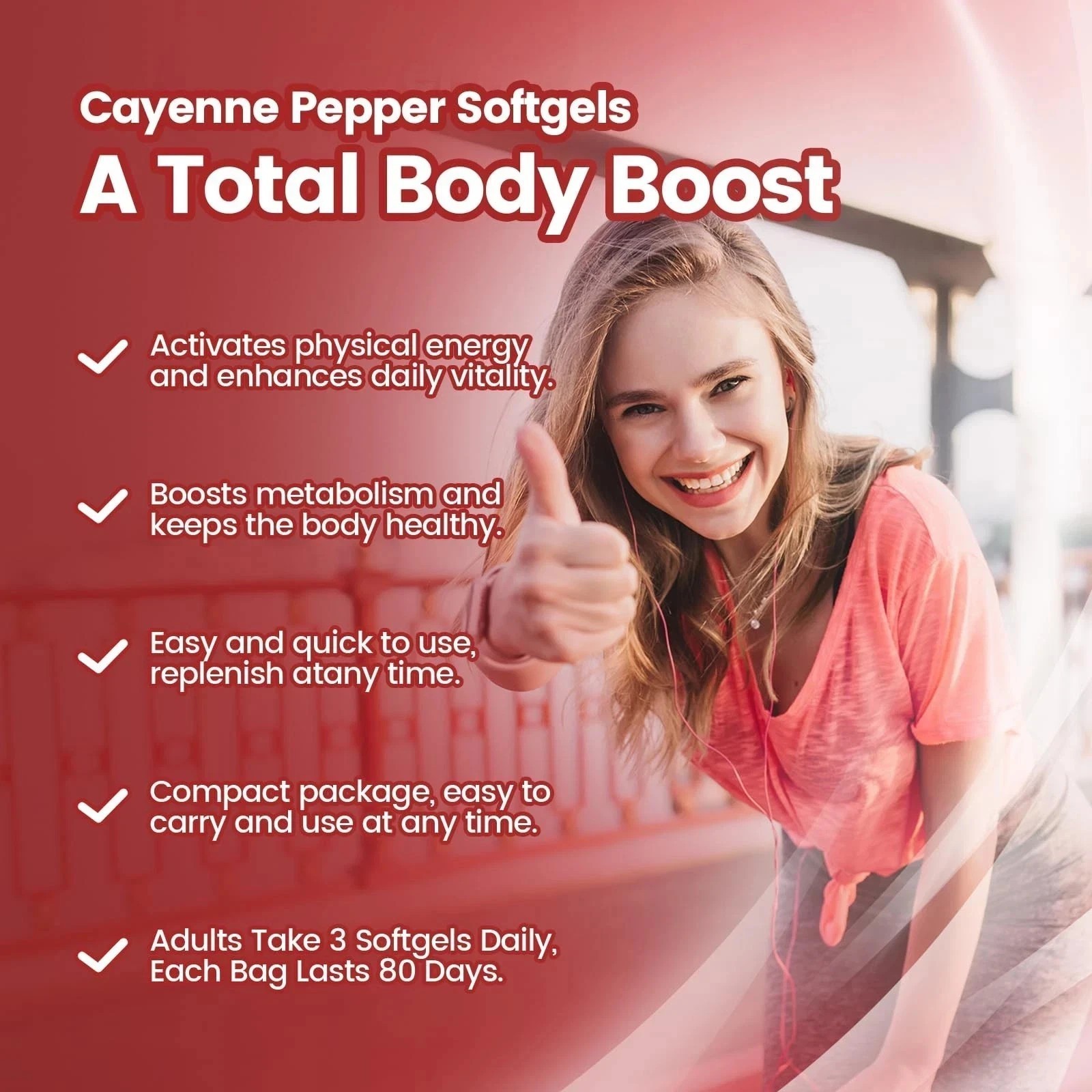 3PCS Cayenne Pepper Softgels Supplement,Supports Leg Vein,Heart and Blood Vessel