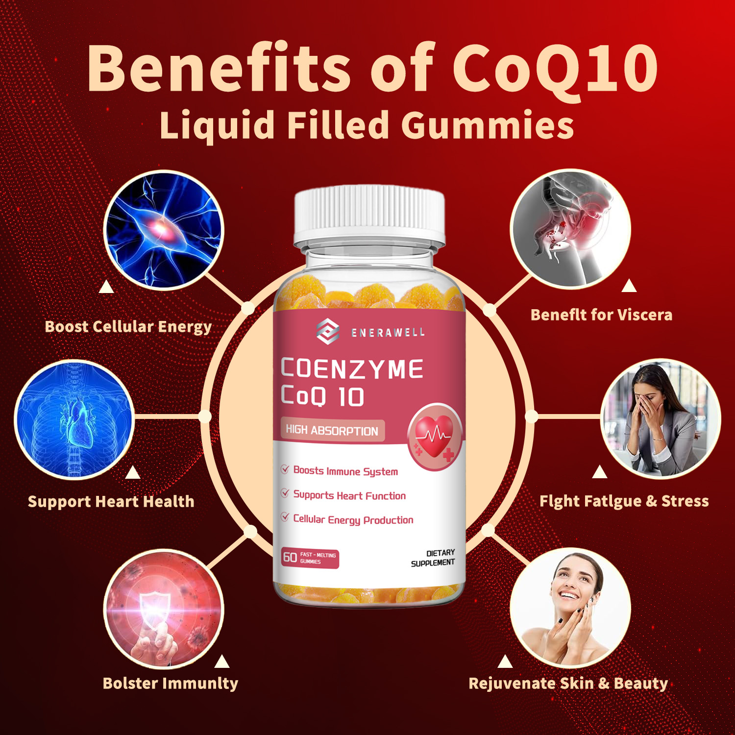 CoQ10 Gummies 200mg Natural Heart Health Support – High Absorption 02/07/2027