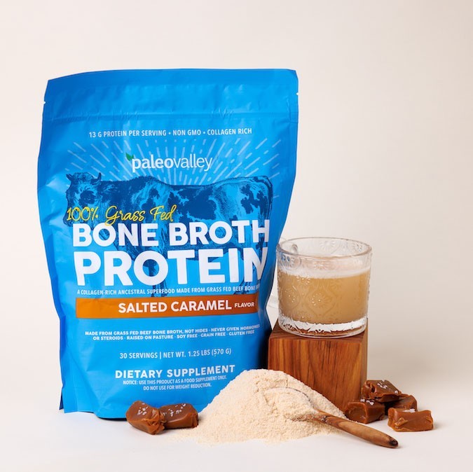 Bone Broth Protein Powder Salted caramel Flavor Grass Fed Collagen Drink Mix