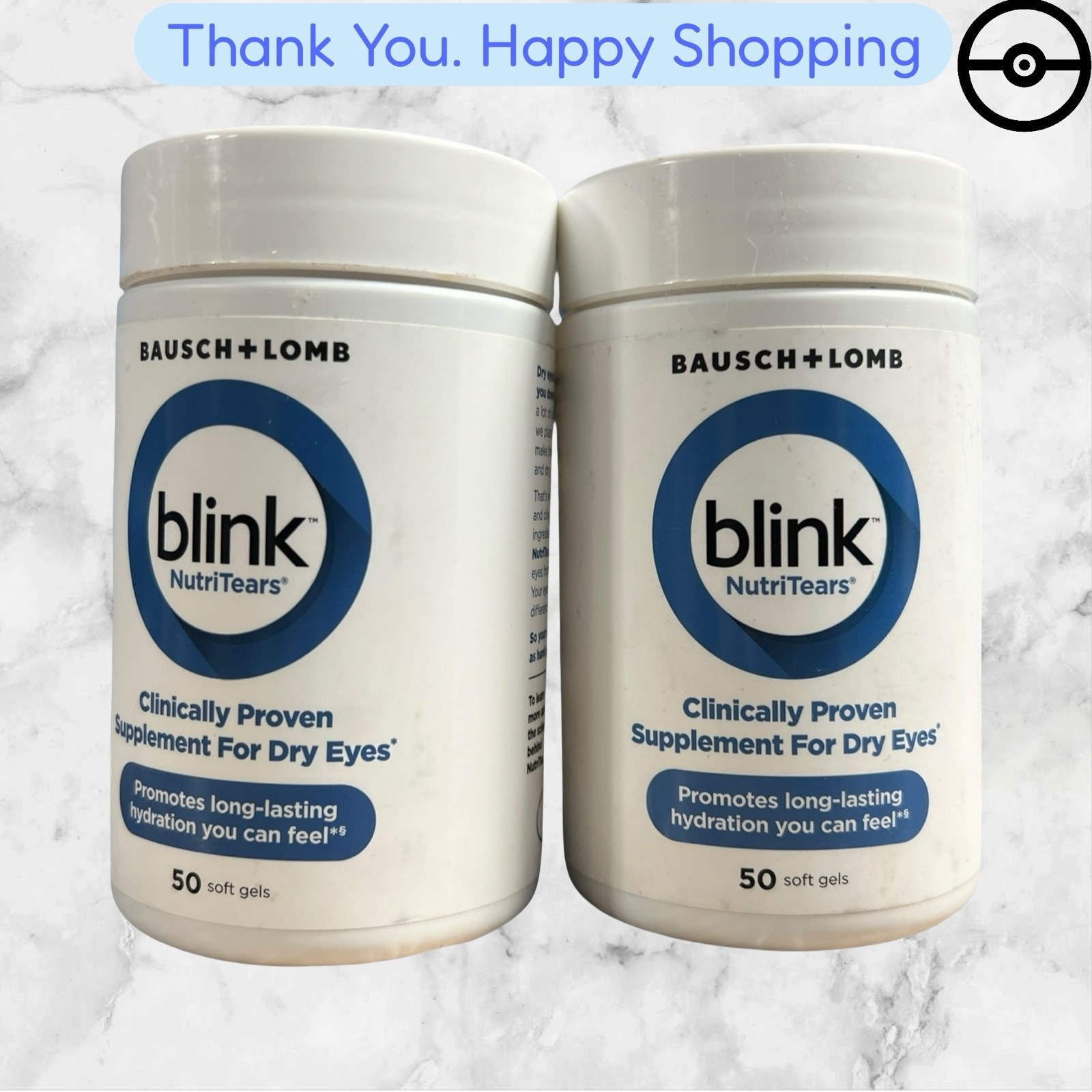 FOR 2 Bausch + Lomb Blink NutriTears Hydration for Dry Eyes 50 Softgels EXP2027+