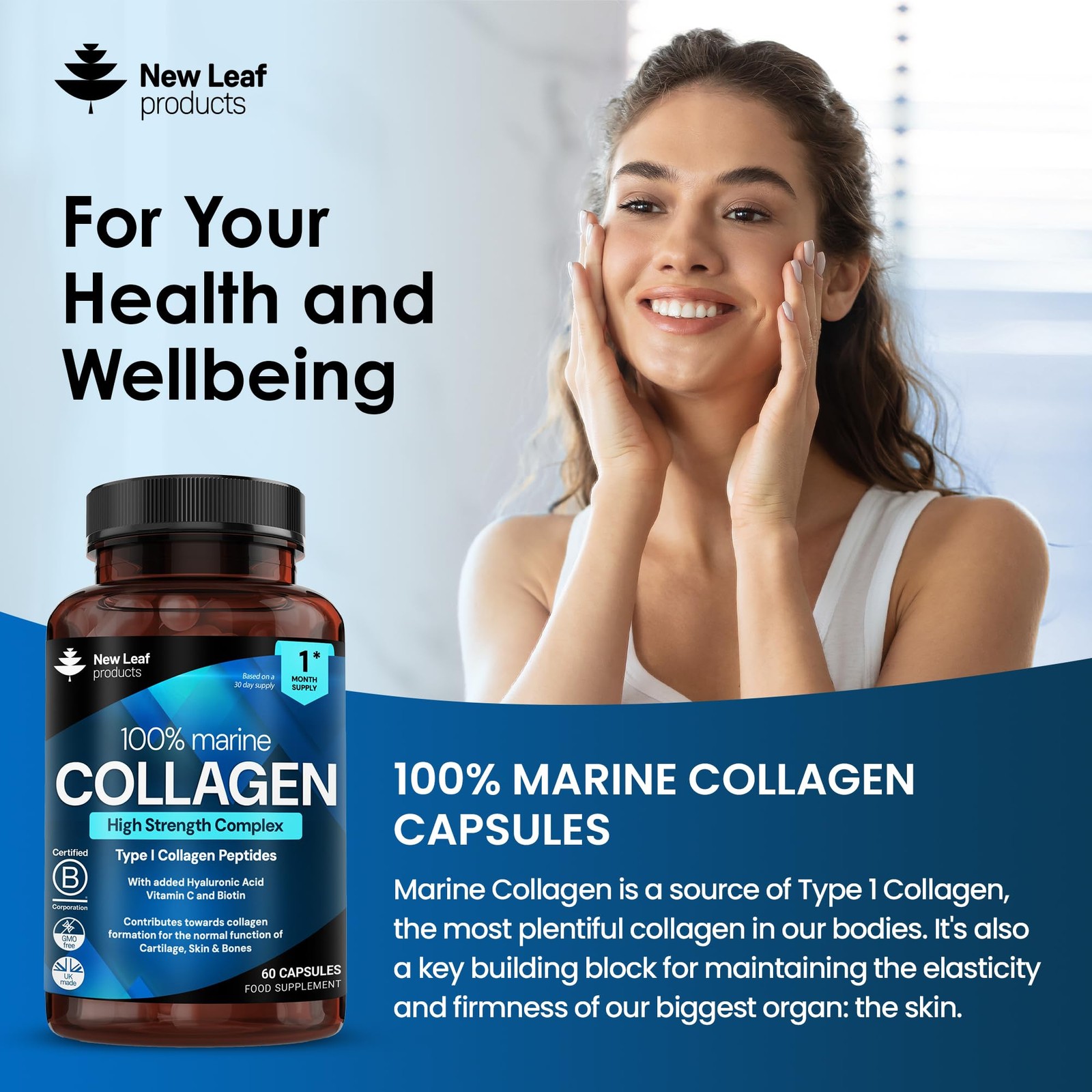 Marine Pure Collagen 100 % Marine Collagen Type 1 Hydrolysed Collagen Peptides