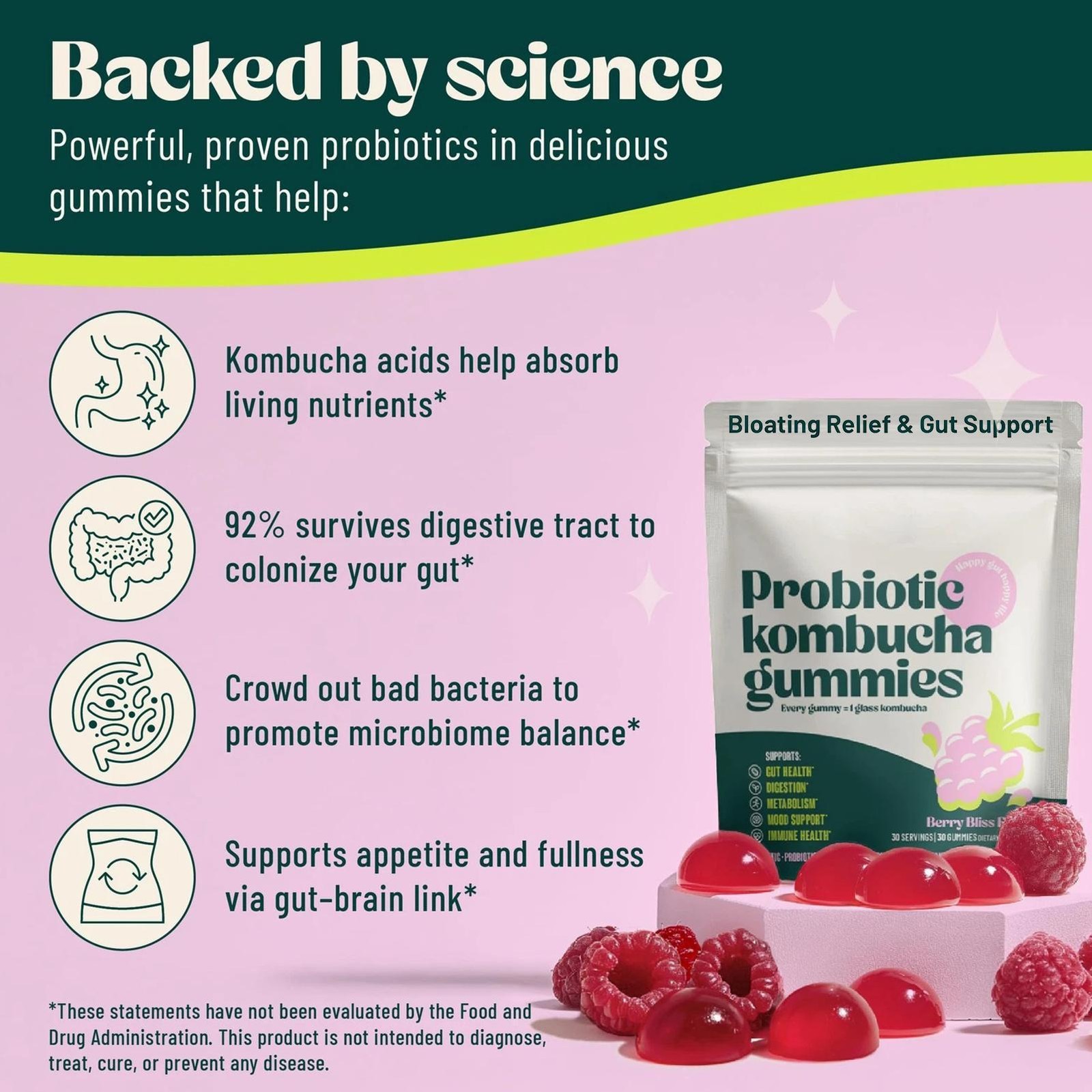 Probiotic Kombucha Gummy – Prebiotics, Gut Health – Probiotics For Women And Man