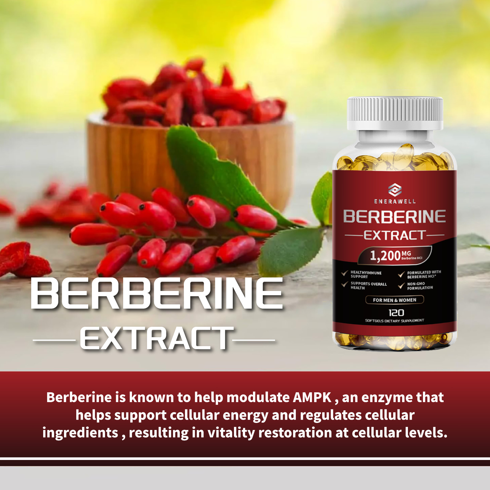 Berberine 1200mg High Absorption | Blood Sugar Immune Support 02/07/2027