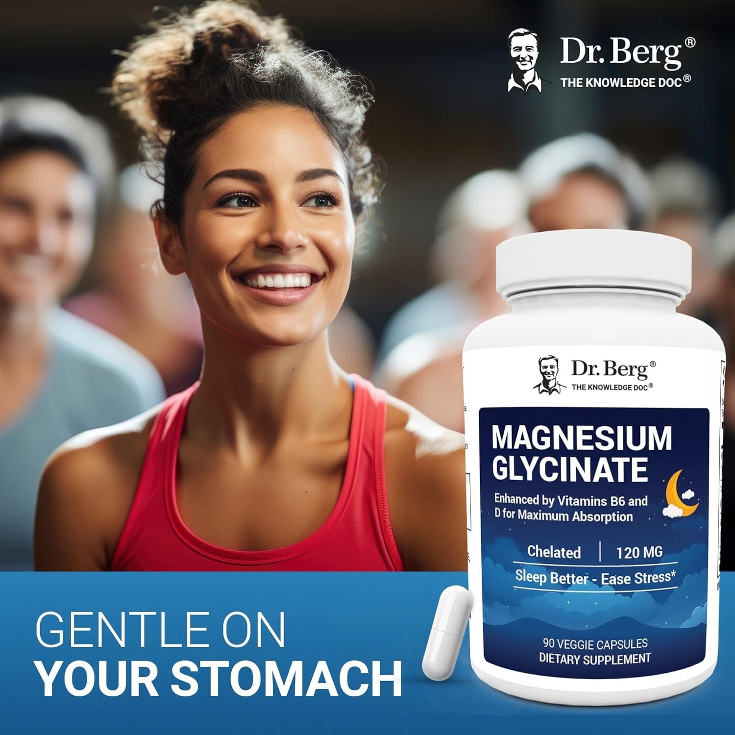 Dr. Berg Magnesium Glycinate Capsules, 90ct – Sleep, Stress & Muscle Support
