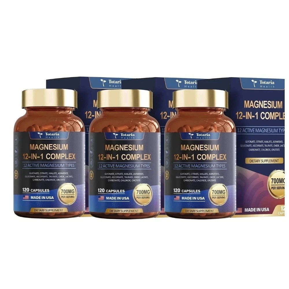 Magnesium 12 in 1 Complex 700mg – 3 Bottles – Glycinate Citrate Malate Taurate