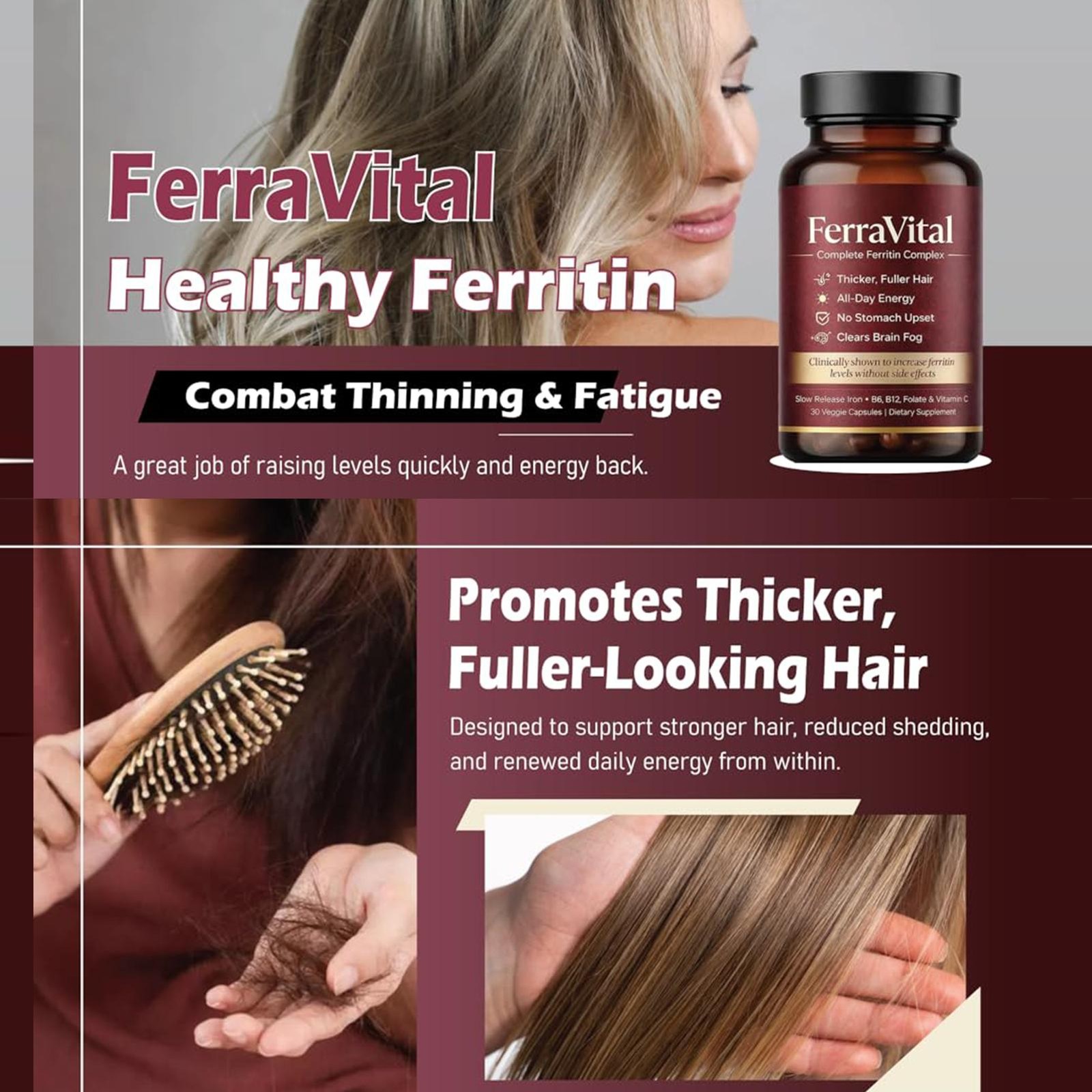 60pcs/Box FerraVital Ferritin Support Iron Supplement for Women Multivitamin US