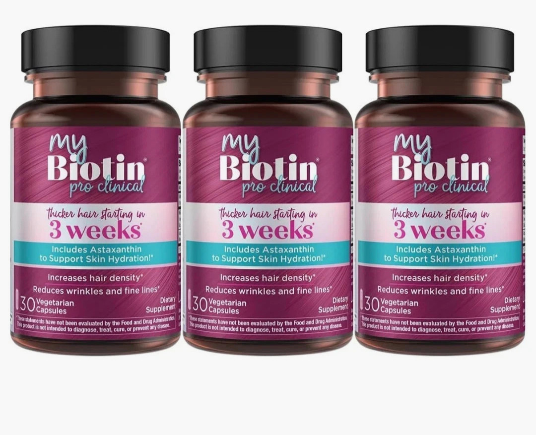 3 pack Purity Products My Biotin ProClinical MyBiotin Thicker Hair 90 Capsule