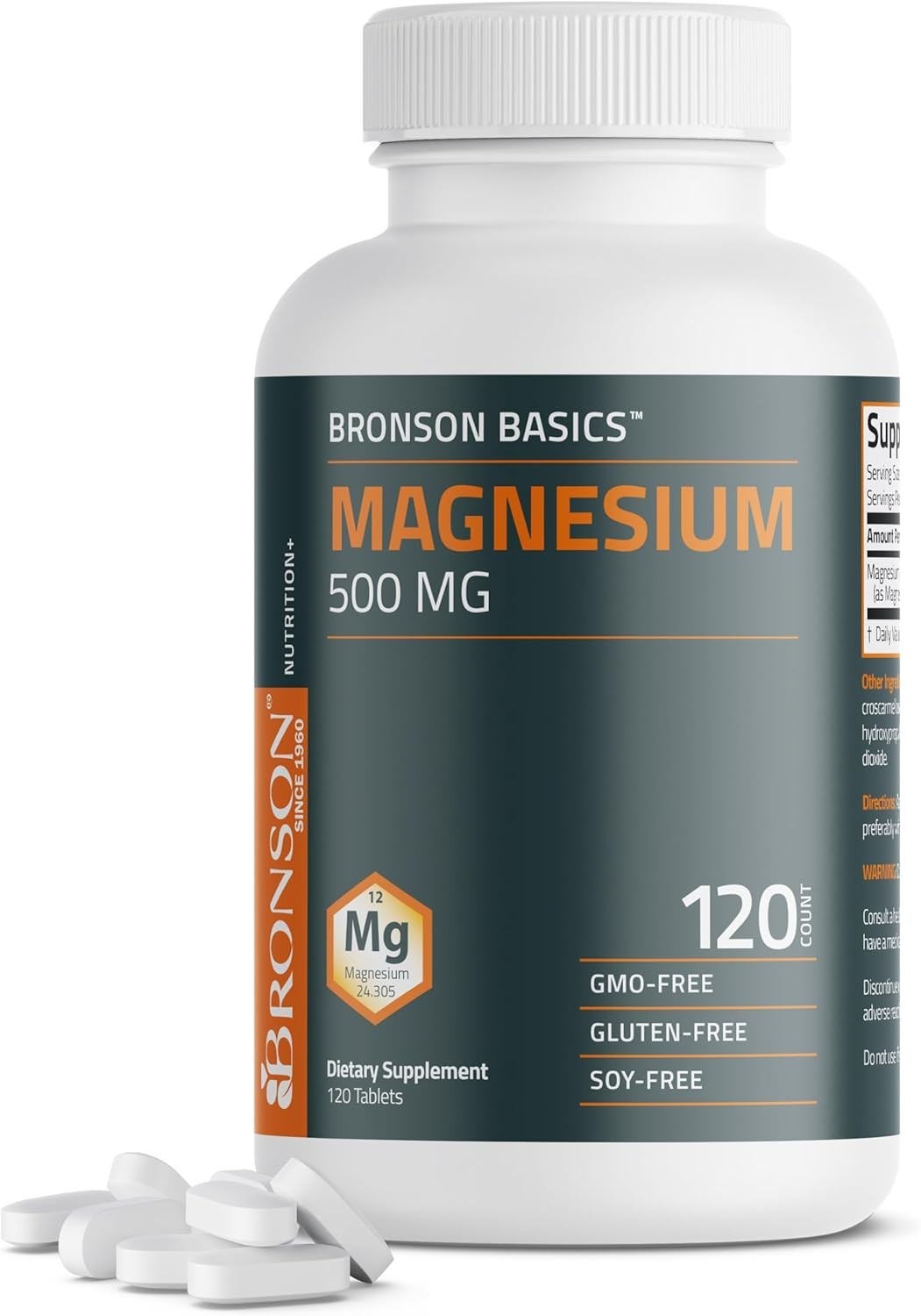 Bronson Magnesium 500mg Bone Muscle & Nervous System Support 120 Tablets