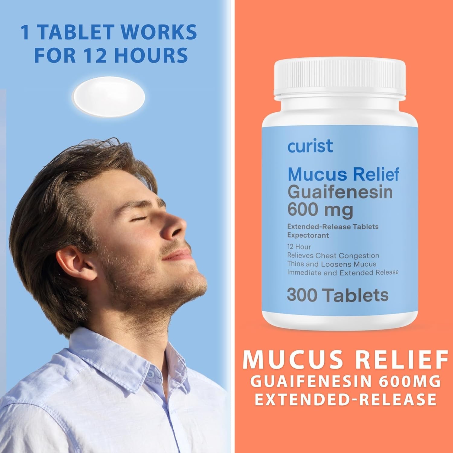 Curist Guaifenesin 600 mg Extended Release Tablets (300 300 Count (Pack of 1)