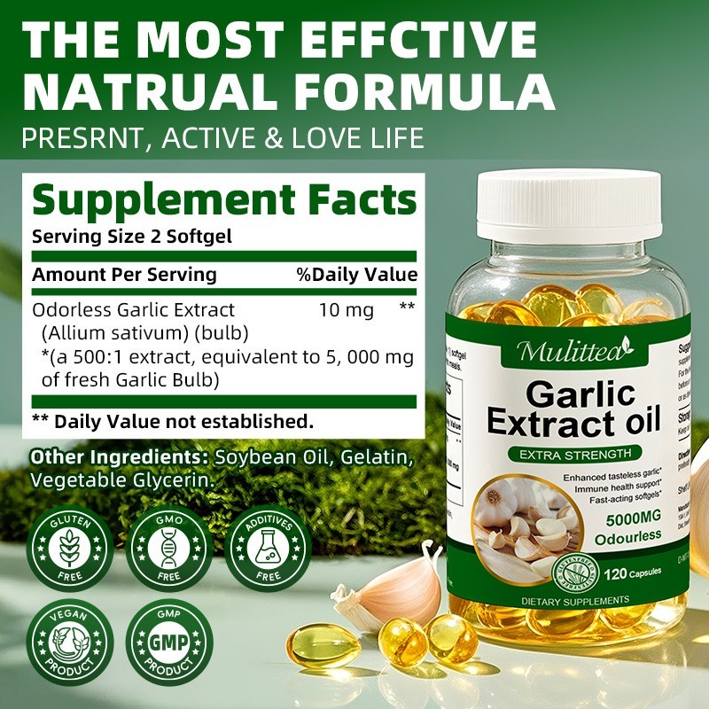 5000mg Garlic Oil 120 Rapid Release Softgels Capsules 5000 Extract organic Pills