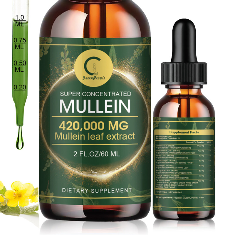 Mullein Extract Supplement Super Concentrated for Lungs Detox and Cleanse 60ML