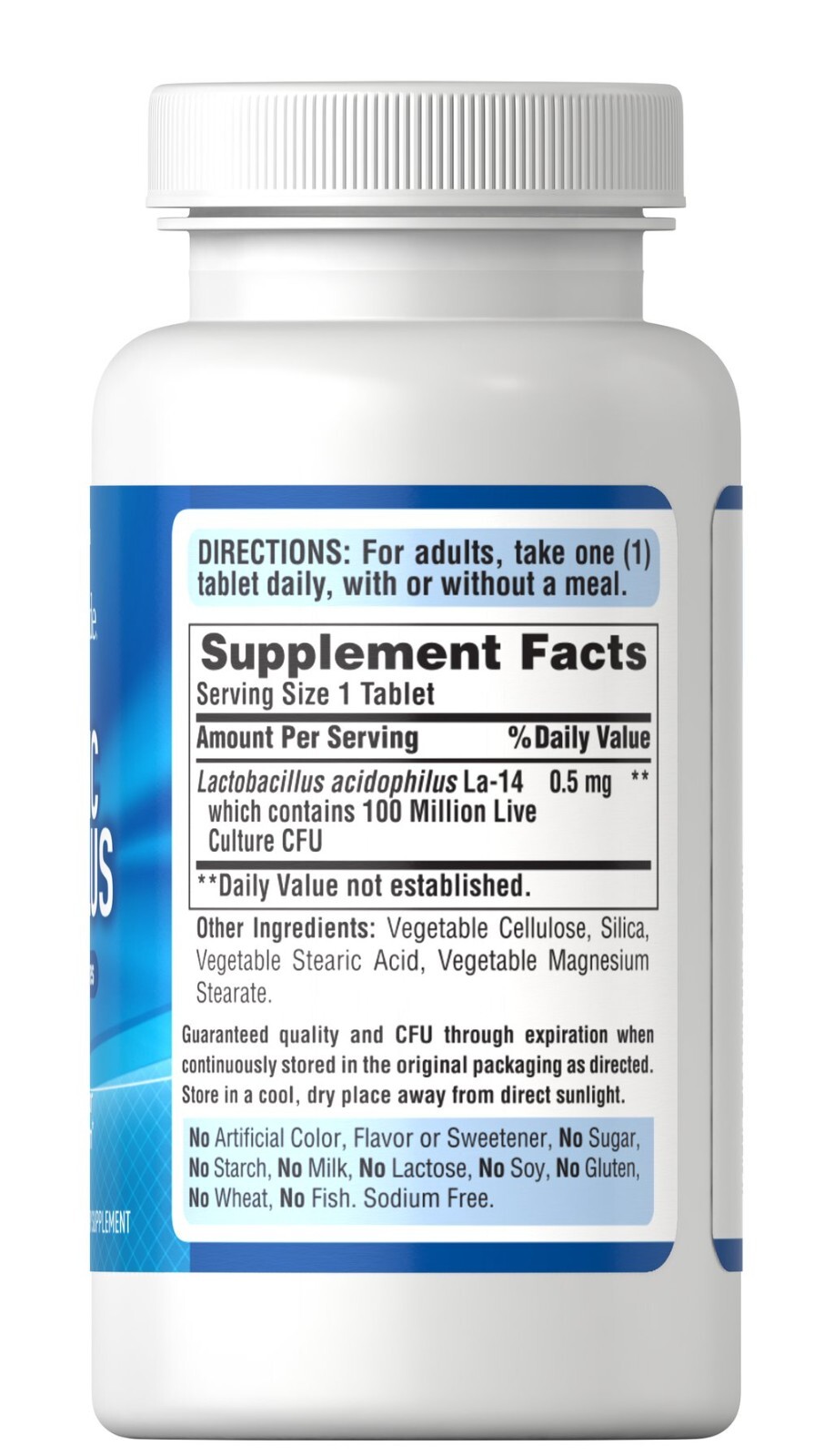 Puritan’s Pride Probiotic Acidophilus 2X100 – 2 Bottles-100 Million Cult
