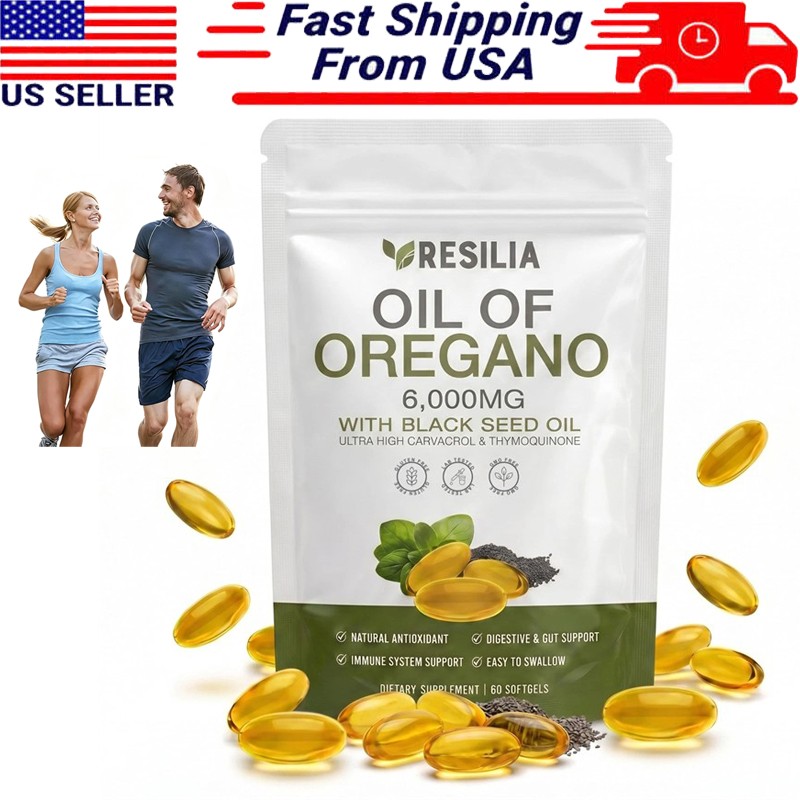 3X Resilia Oil of Oregano 6000mg with Black Seed Oil Softgels – 60 Capsules