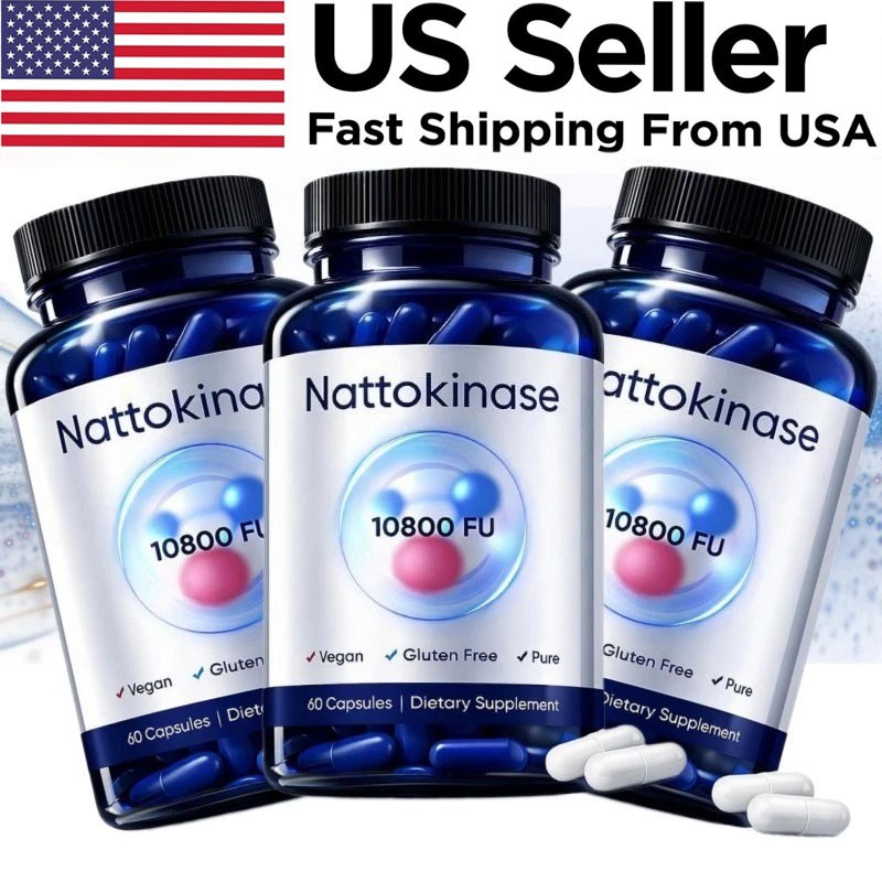 1-3X Nattokinase Supplement – 10800 FU 60 Capsules Per Serving Heart Circulation