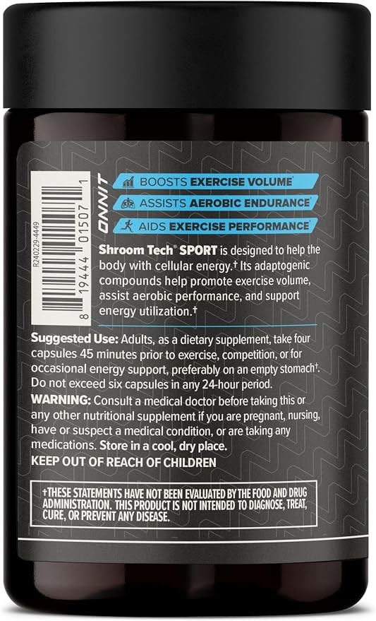 ONNIT Shroom Tech Sport Pre-Workout Energy Support Supplement Capsules, 84 ct
