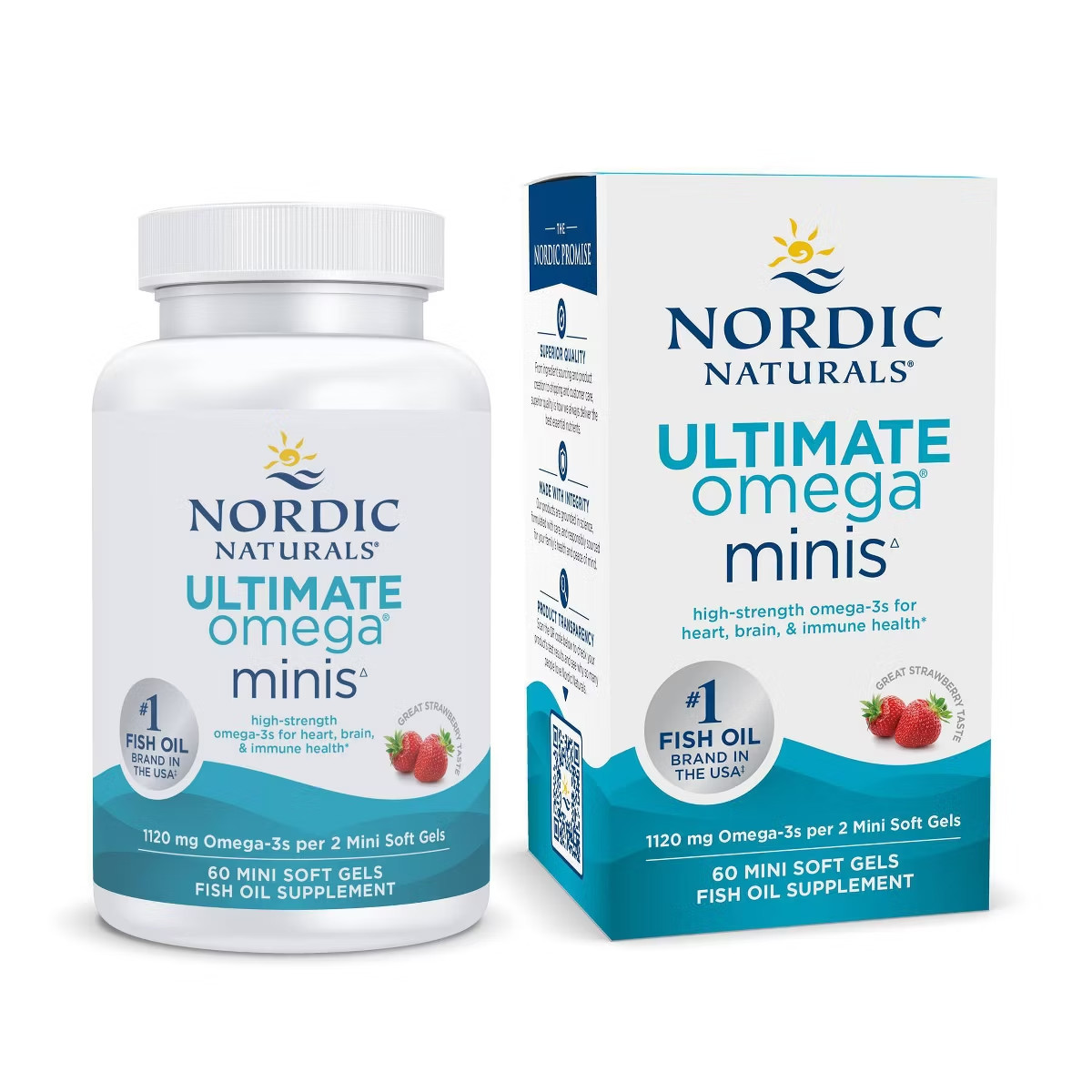 Nordic Naturals Ultimate Omega Minis 60 Ct Strawberry Soft Gels Exp 03/2028+