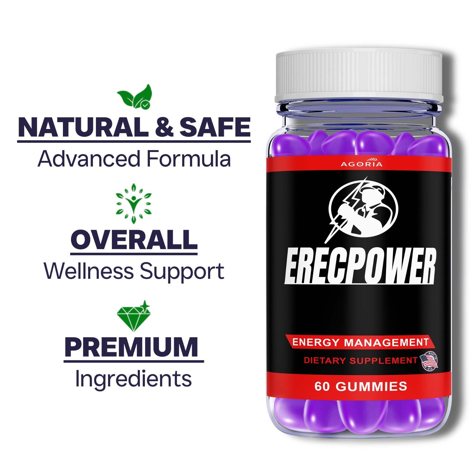Erecpower Energy Management Multivitamin Health Supplement (120 Gummies) 2-Pack