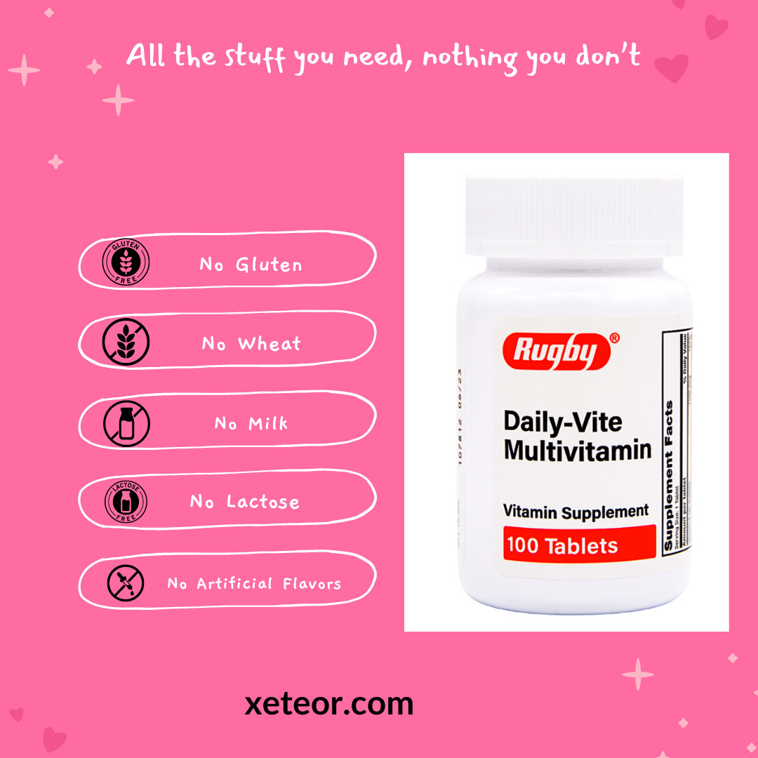 Rugby Daily-Vite Multivitamin – 100 Tablets | Gluten Free 8-2025 (5 Pack)