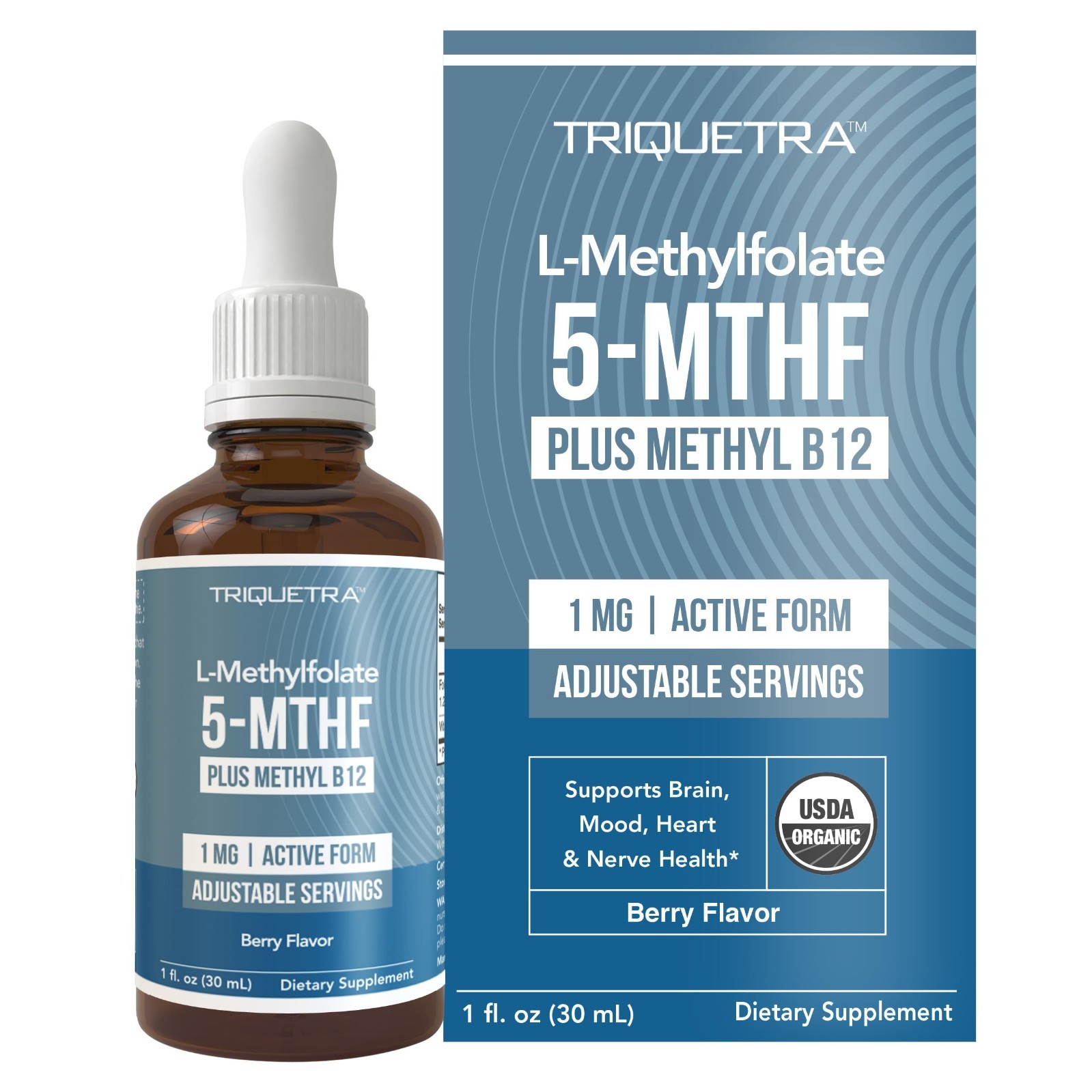 Organic Methyl Folate 1000mcg + Methyl B12 – 300 Servings, Liquid Sublingual, Be