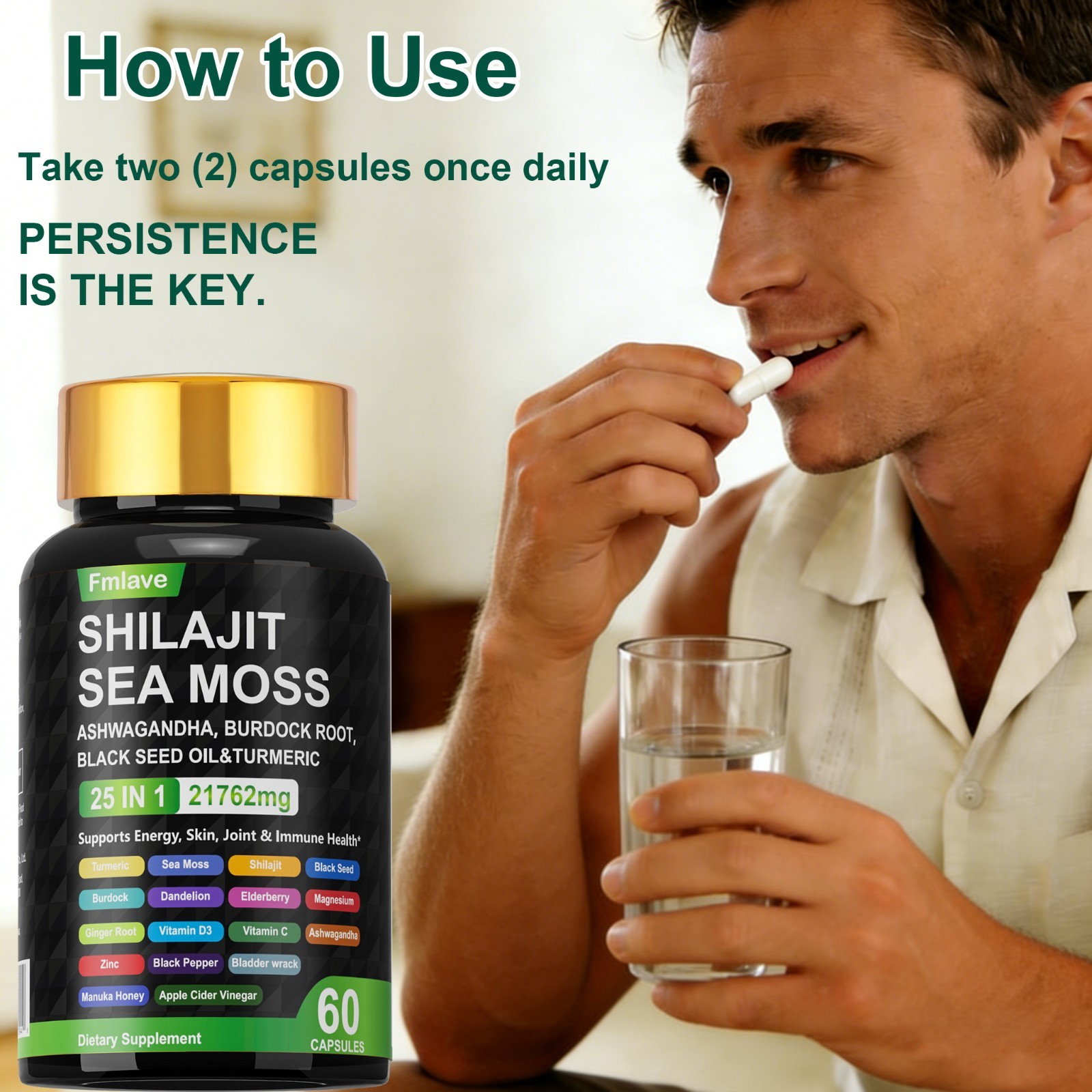 2x Certified Organic Sea Moss Capsules Irish Sea Moss Bladderwrack Burdock Root