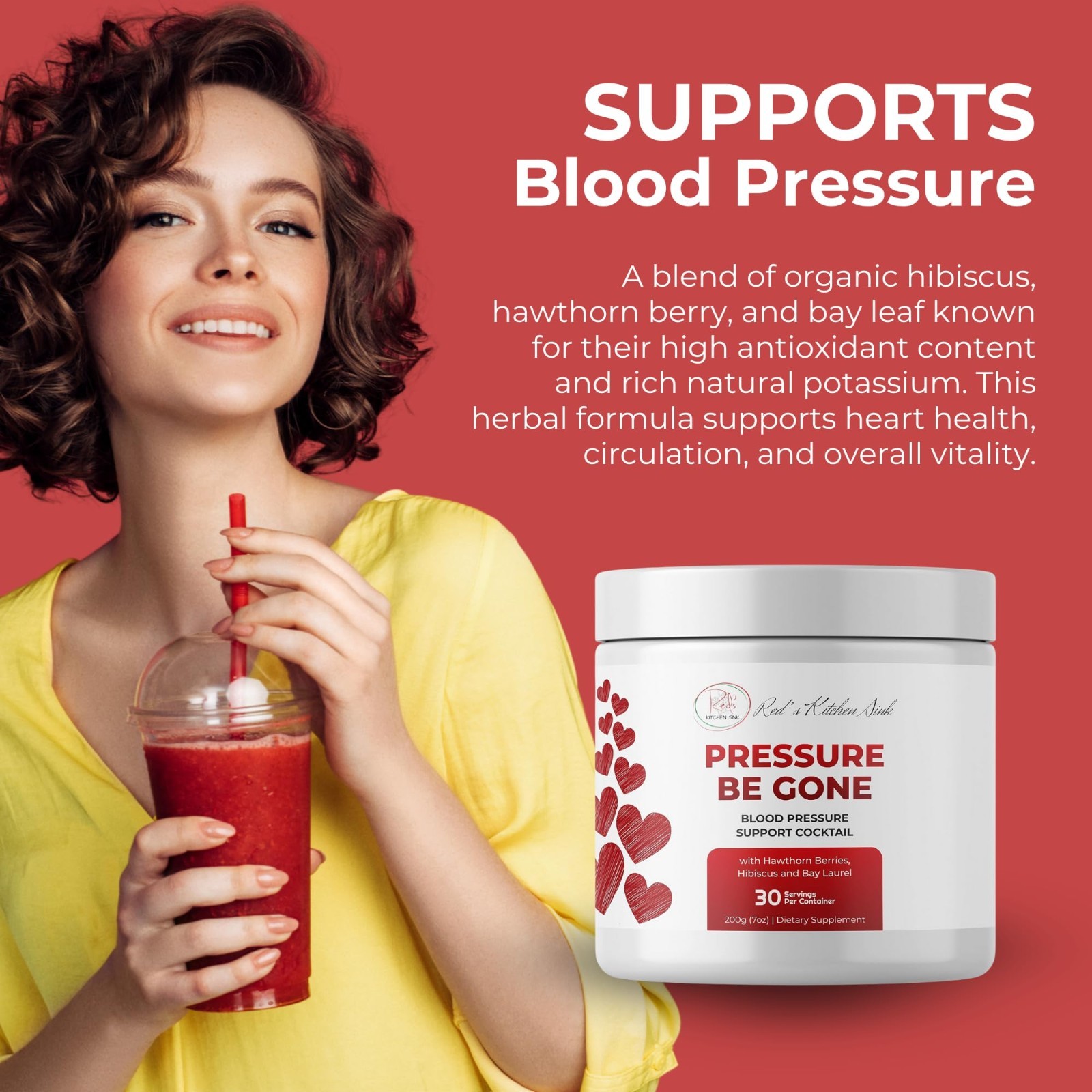 Daily Superfood Powder – Hibiscus, Hawthorn Berry, Ginger & More – 200g, 30-Day