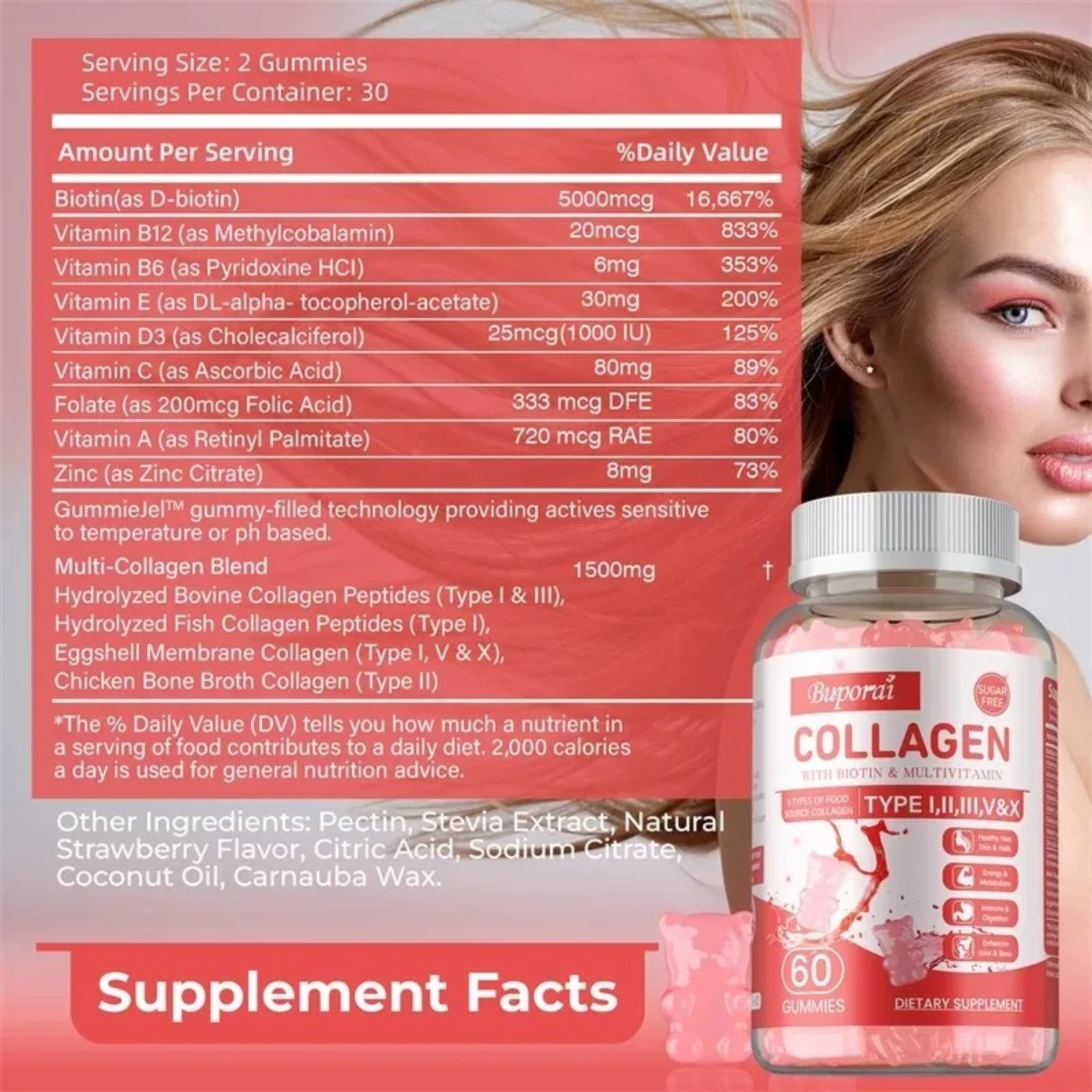 Collagen 60pcs – Brighten Skin Tone, Anti-aging, Anti-wrinkle, Anti-oxidation