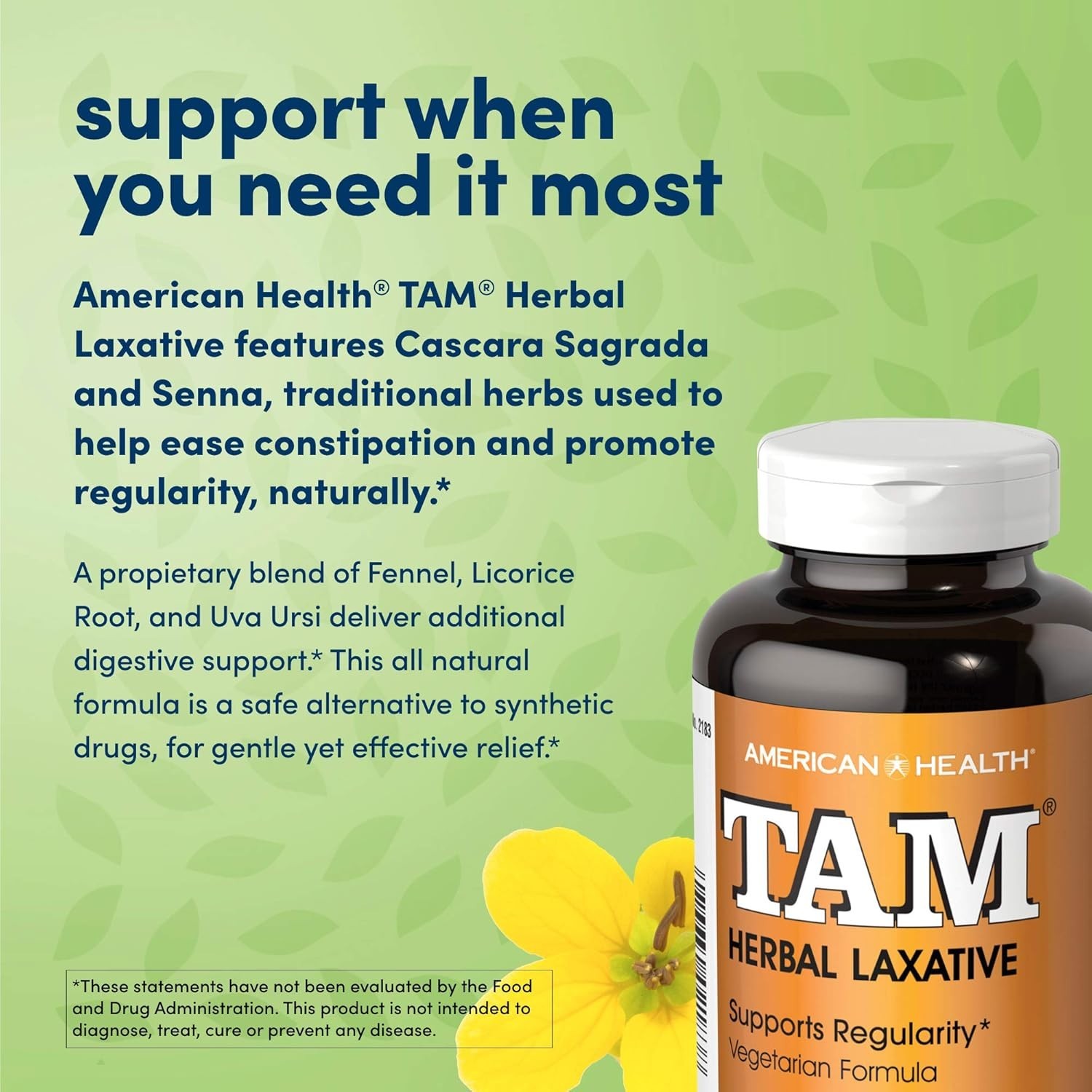 American Health TAM Herbal Laxative 250 Tabs 3 Pack Total 750 CT Natural Relief