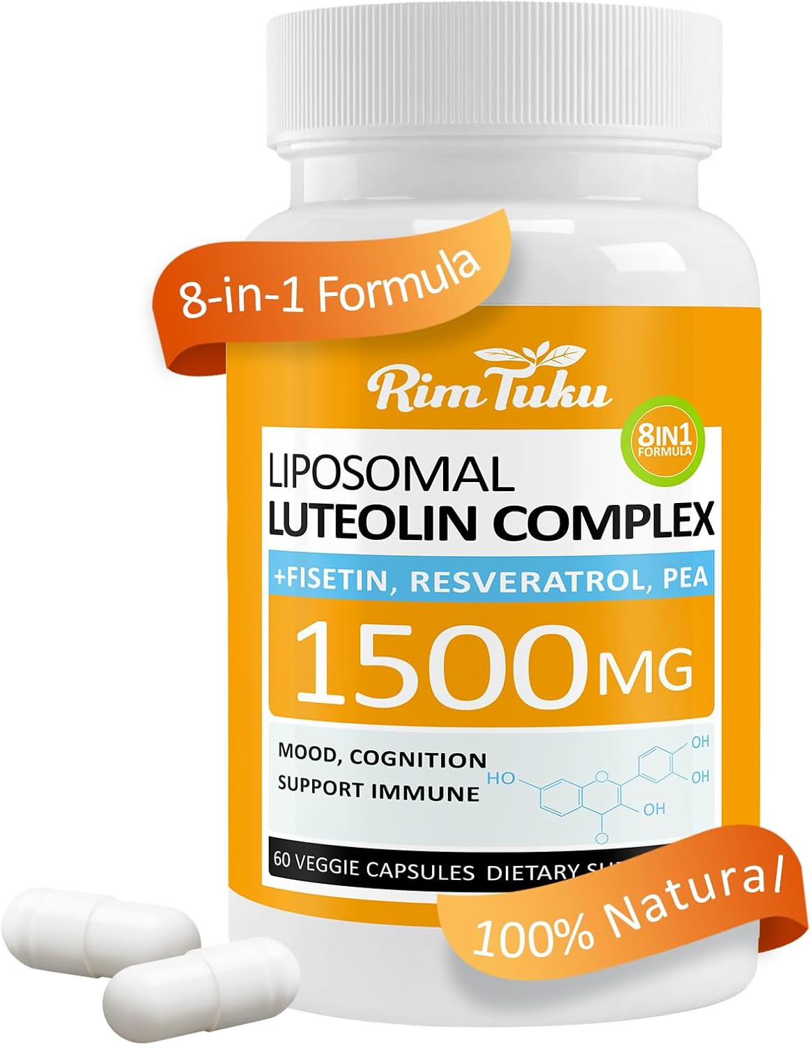 1500MG Liposomal Luteolin Supplement w/ Fisetin, Pea, Turmeric, Potent Flavonoid