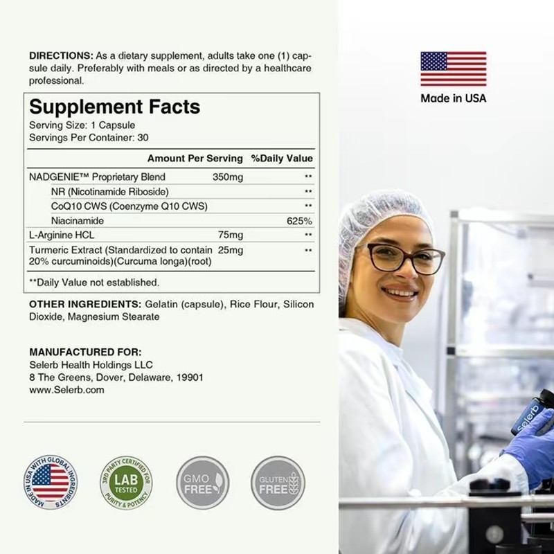 2 BOTTLES-Selerb NAD+ Supplement for Men Liposomal-NAD+,CoQ10, L-Carnitine