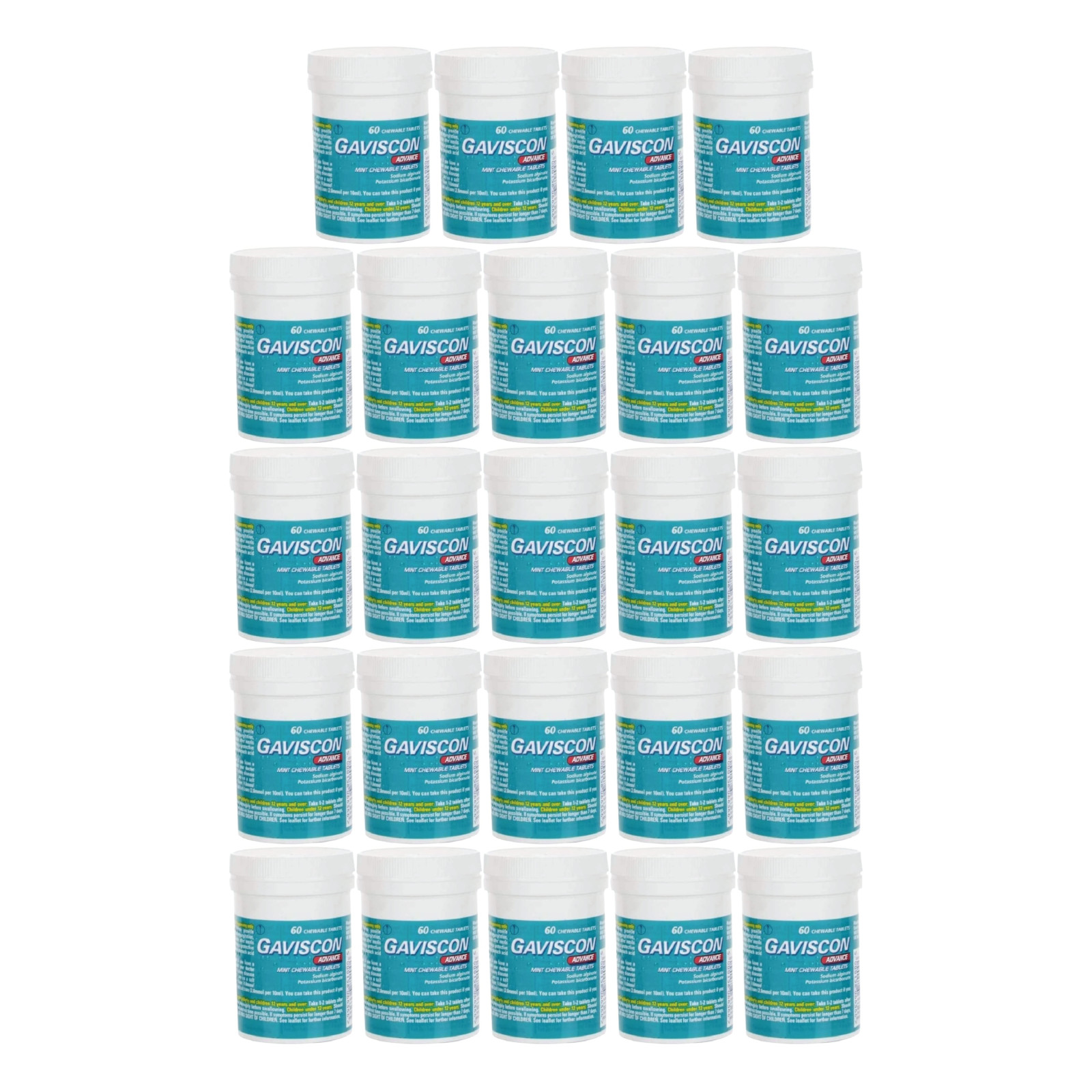 Gavi-scon Advance Chewable Mint Tablet 60ct-PACK OF 24