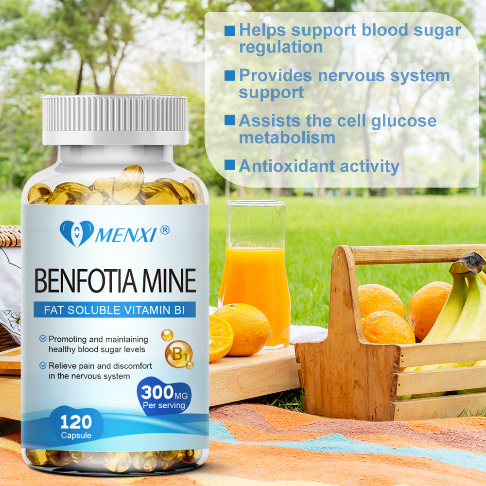 MENXI Benfotiamine 300mg with Vitamin B-1/Thiamin High Potency 120 Caps Non-GMO