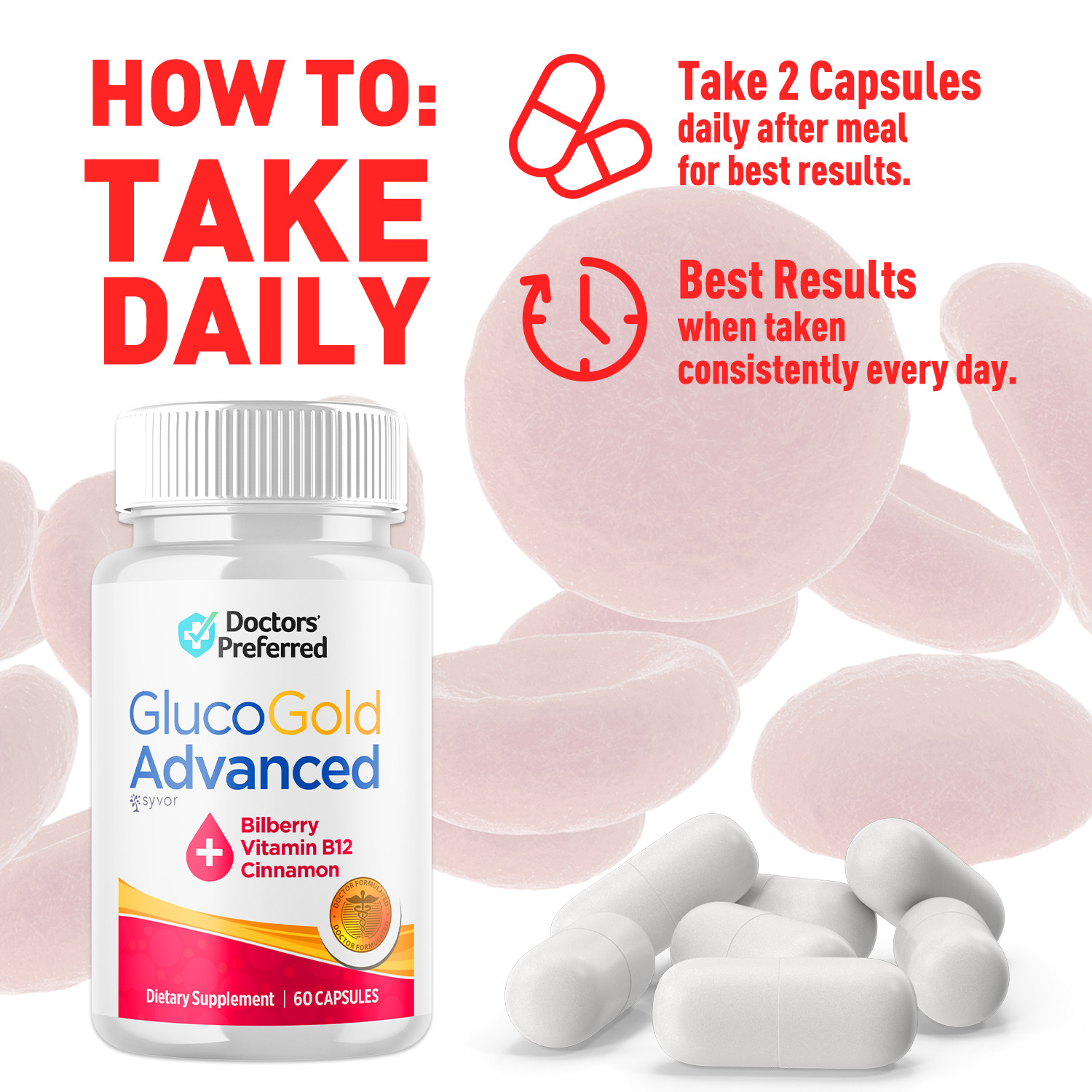 (3 Pack) Gluco Gold Blood Balance Advanced Support Glycogen Supplement 180 Caps