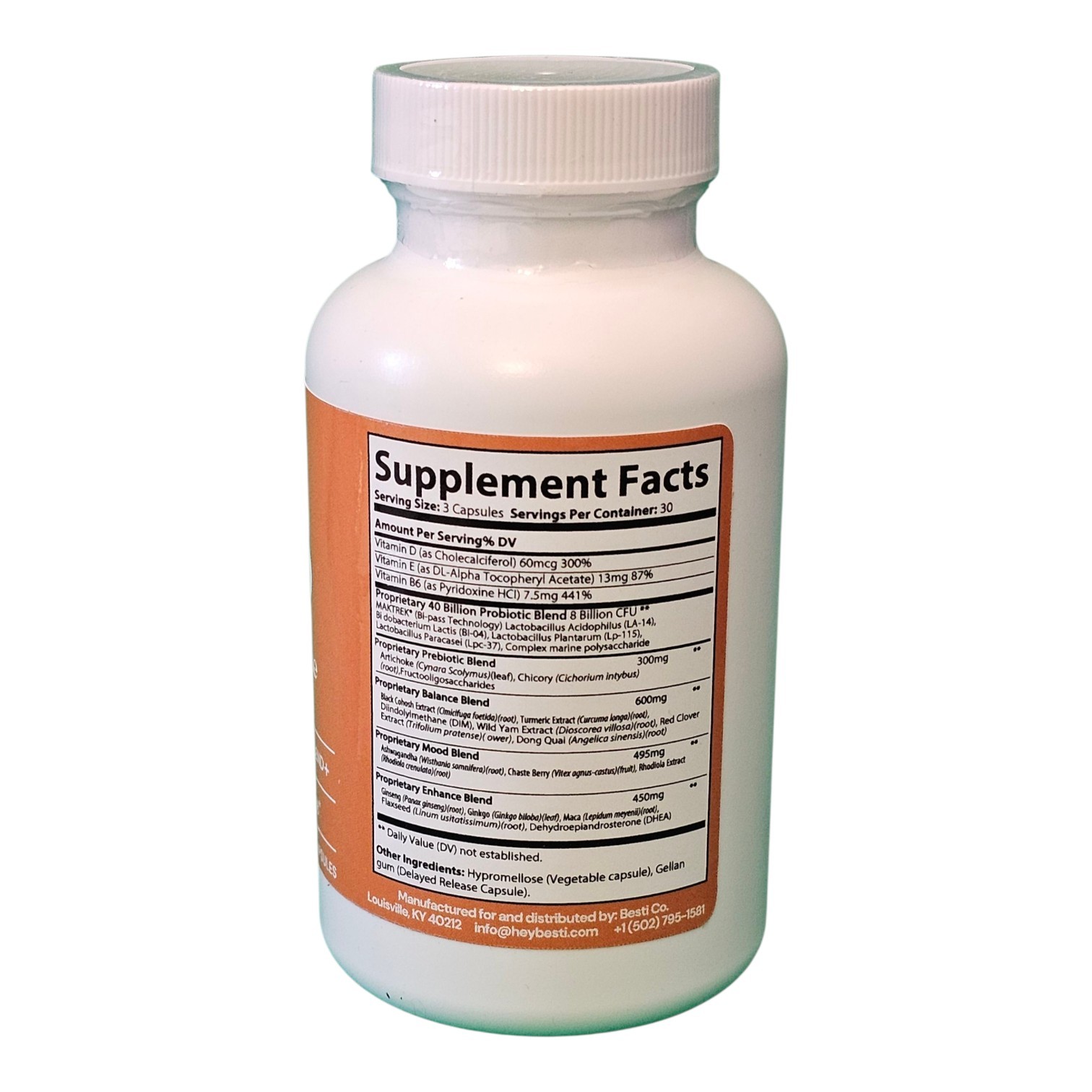 Besti Daily Perimenopause Support Probiotic Prebiotic Blend 90 Capsules Women
