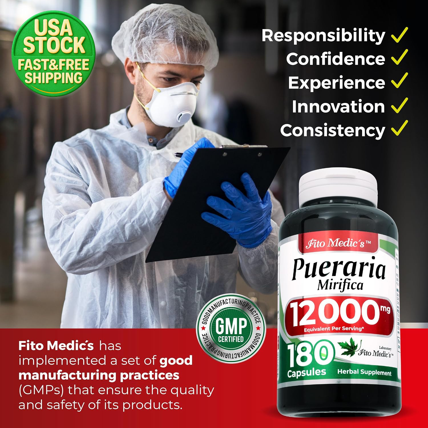 Pueraria Mirifica Capsules 600Mg Herbal Supplement 180 Count 60 Day Supply