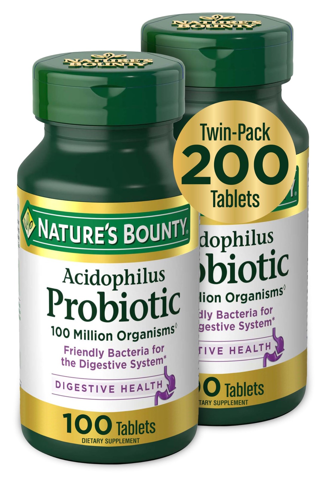 Nature’s Bounty Acidophilus Probiotic 100 Million 120 Tablets Pack of 2