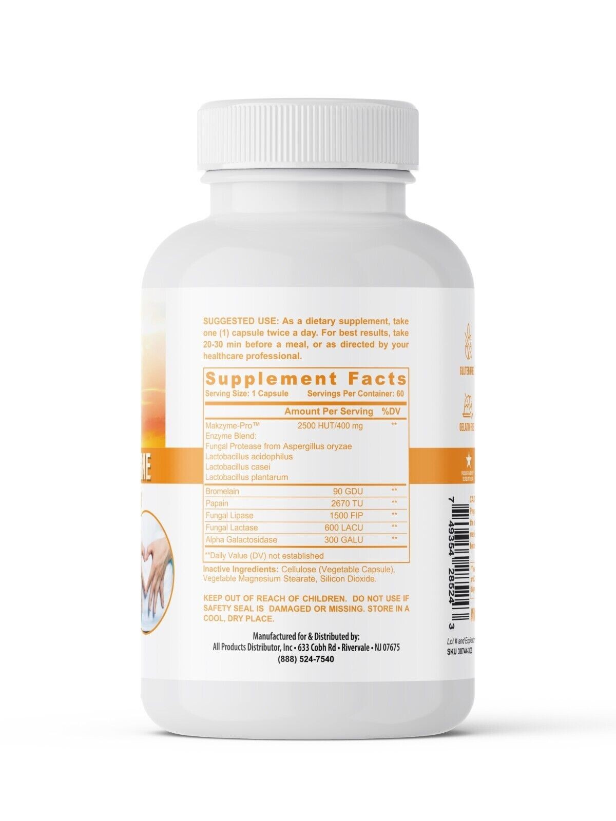 Digestive Enzyme Enhance Bodies Nutrition & Breakdown of Protein & Sugar, 60 Cap