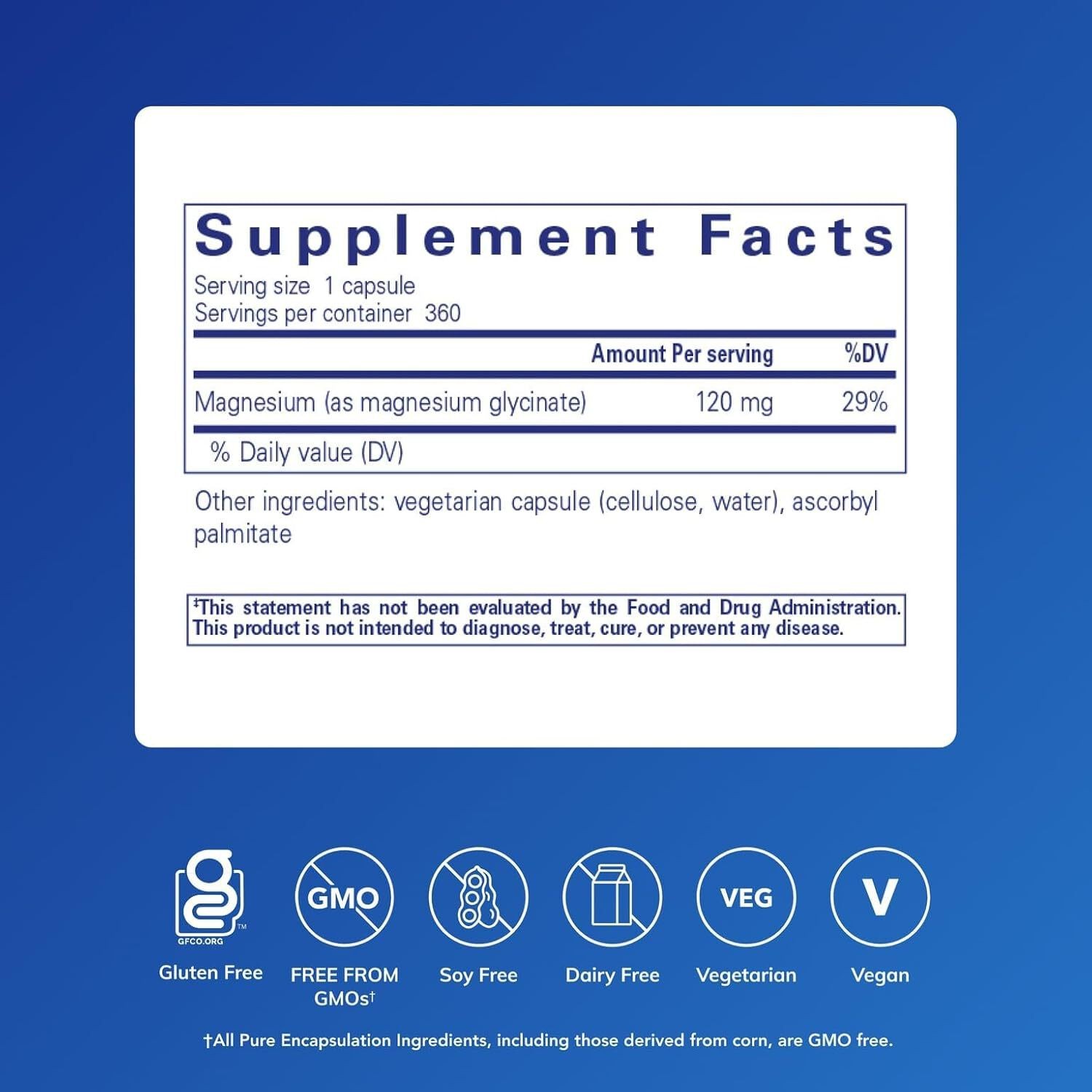 Pure Encapsulations Magnesium (Glycinate) 120 Mg, 360 Capsules