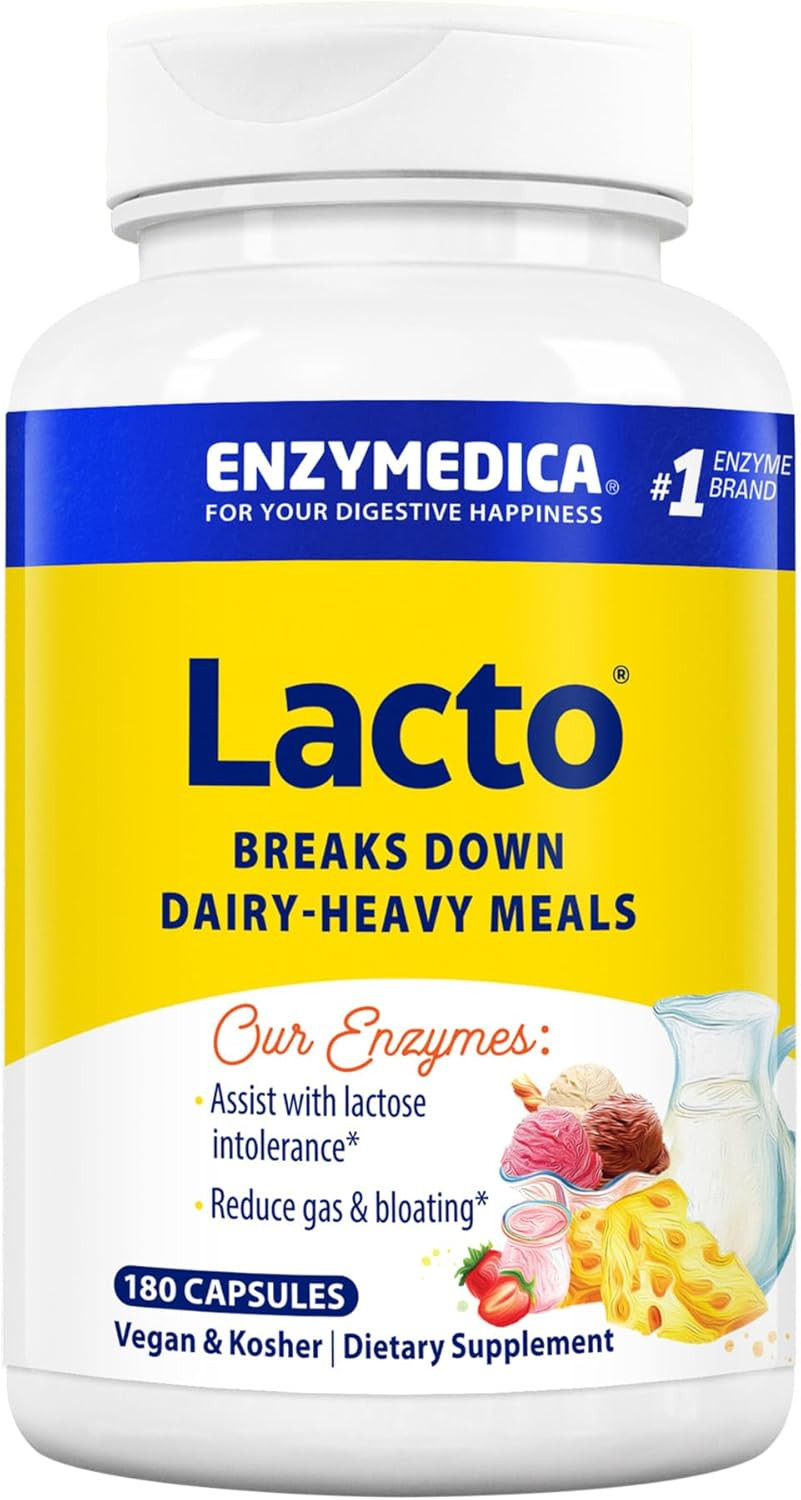Enzymedica Lacto Max Strength – Dairy Intolerance Digestive Enzymes 30 Capsules