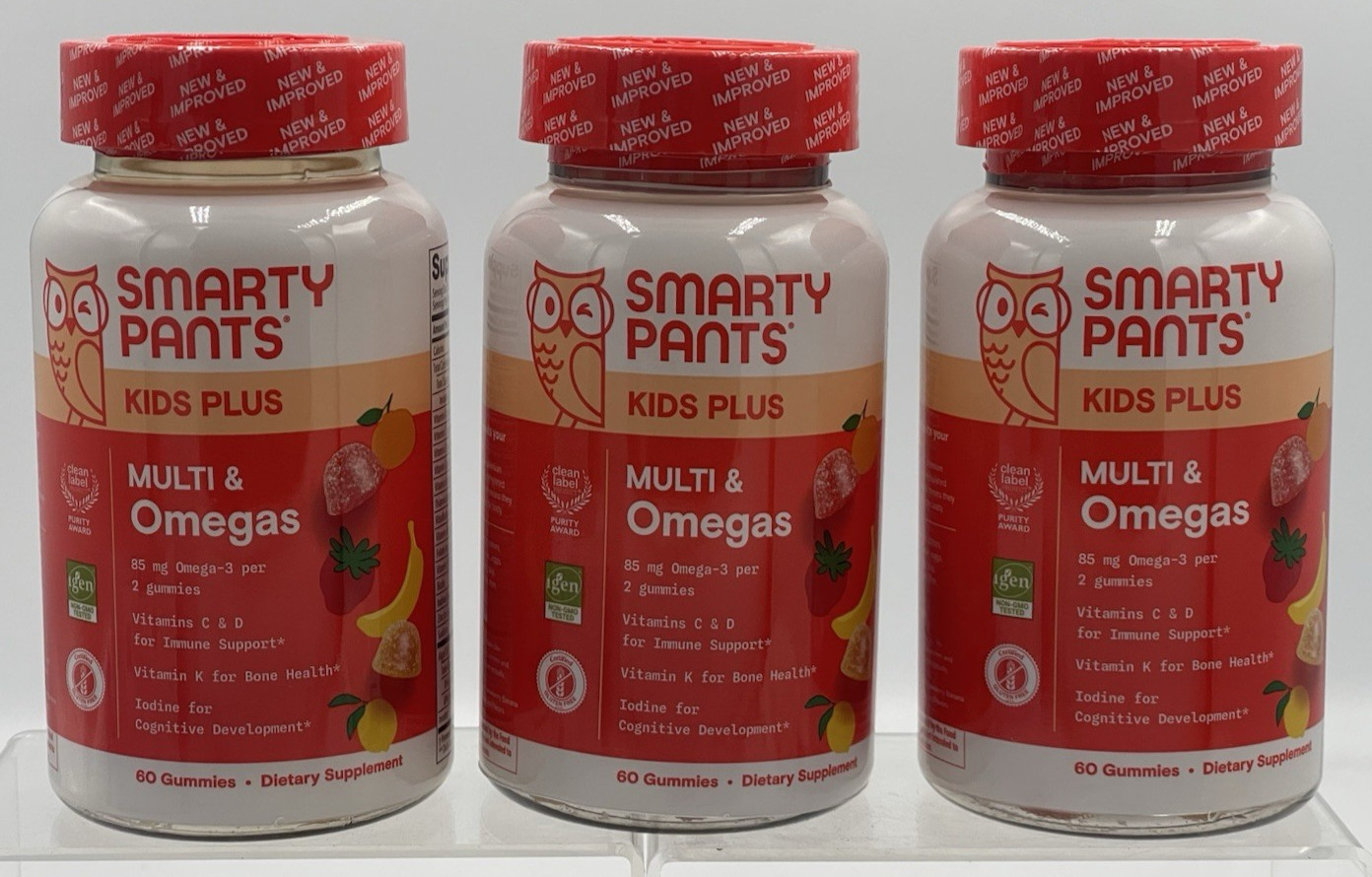 Lot of 3 Smarty Pants Kids Plus Multi & Omegas 60ct Each Exp:05-2026