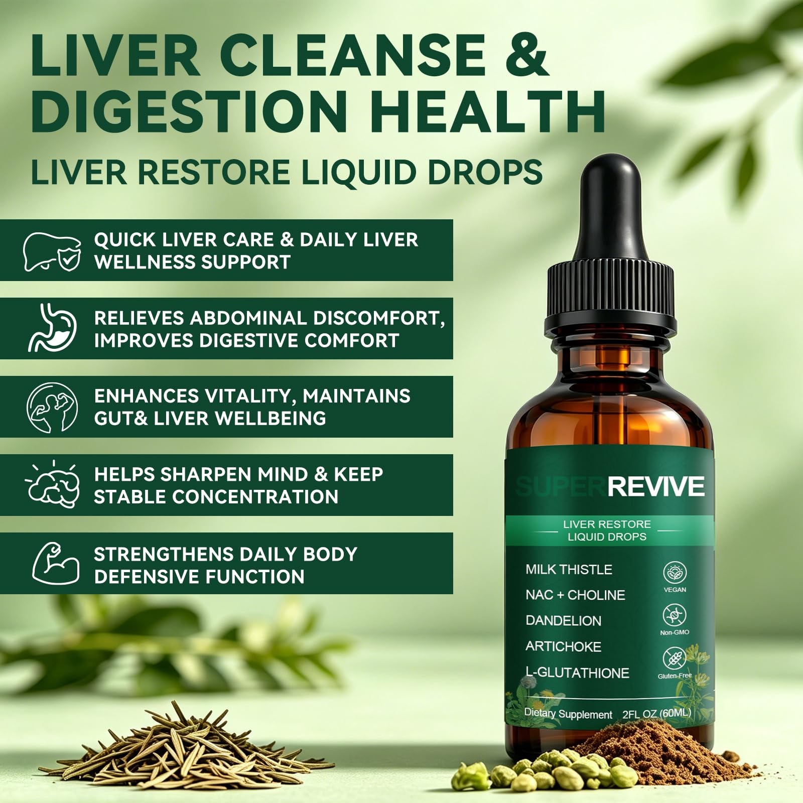 Liver Restore Drops Liver Support Supplement, 2 Fl Oz