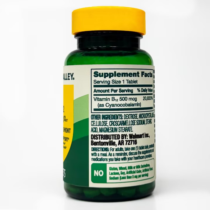 Spring Valley Vitamin B12 Tablets, 500 mcg, 100 Count Free Shipping US