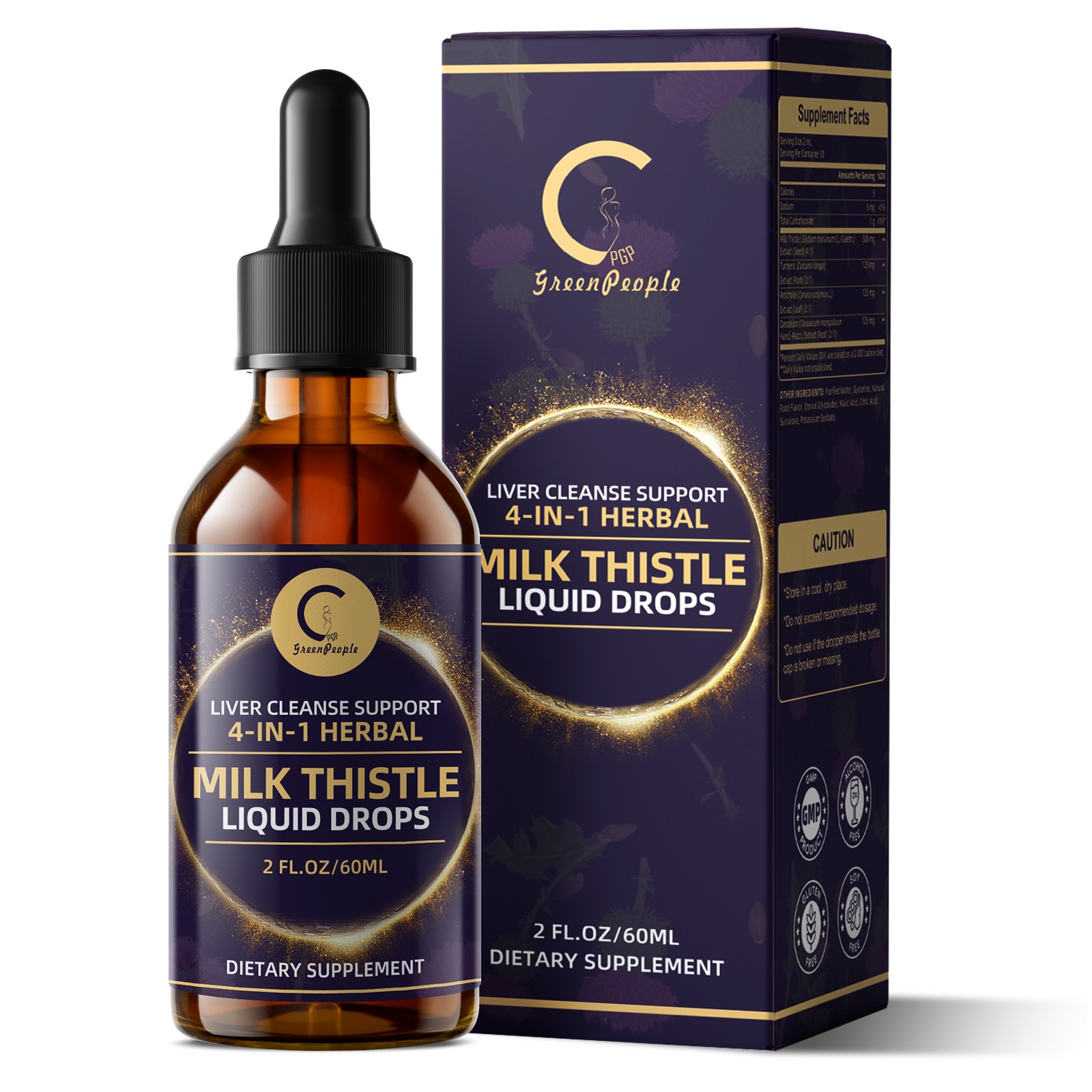 Liver Cleanse & Detox Support Herbal Supplement Milk Thistle Liquid Drop