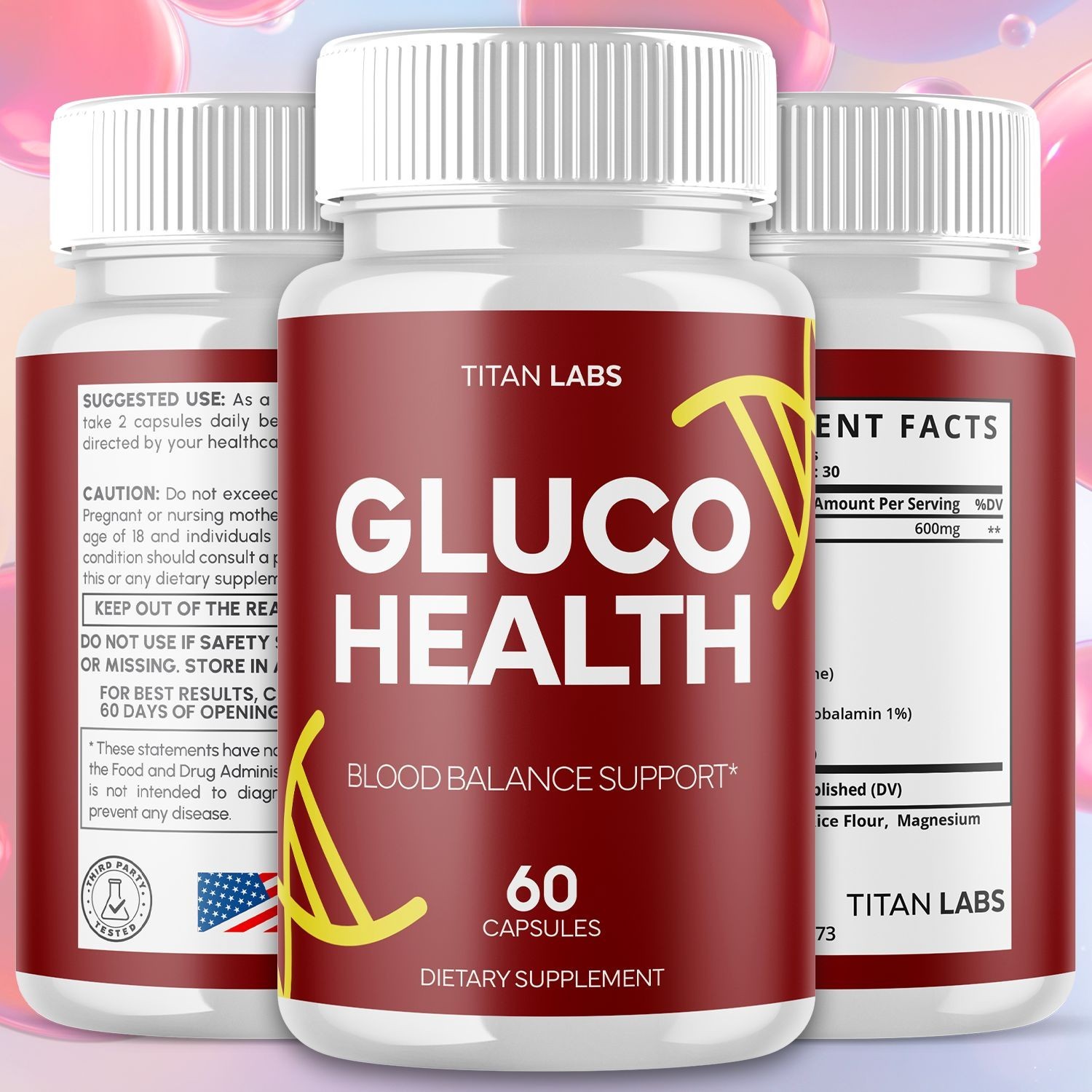 (2 Pack) Gluco Health Advanced Blood Support Supplement GlucoHealth 120 Capsules