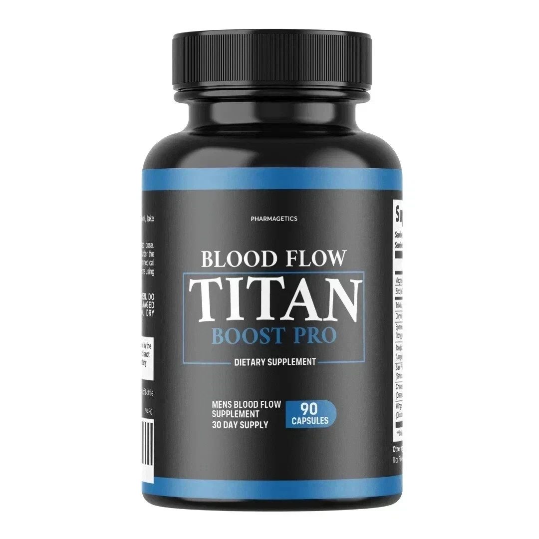 Blood Flow Titan Boost Pro Mens Blood Flow Supplement – 90 Capsules (Pack of 3).