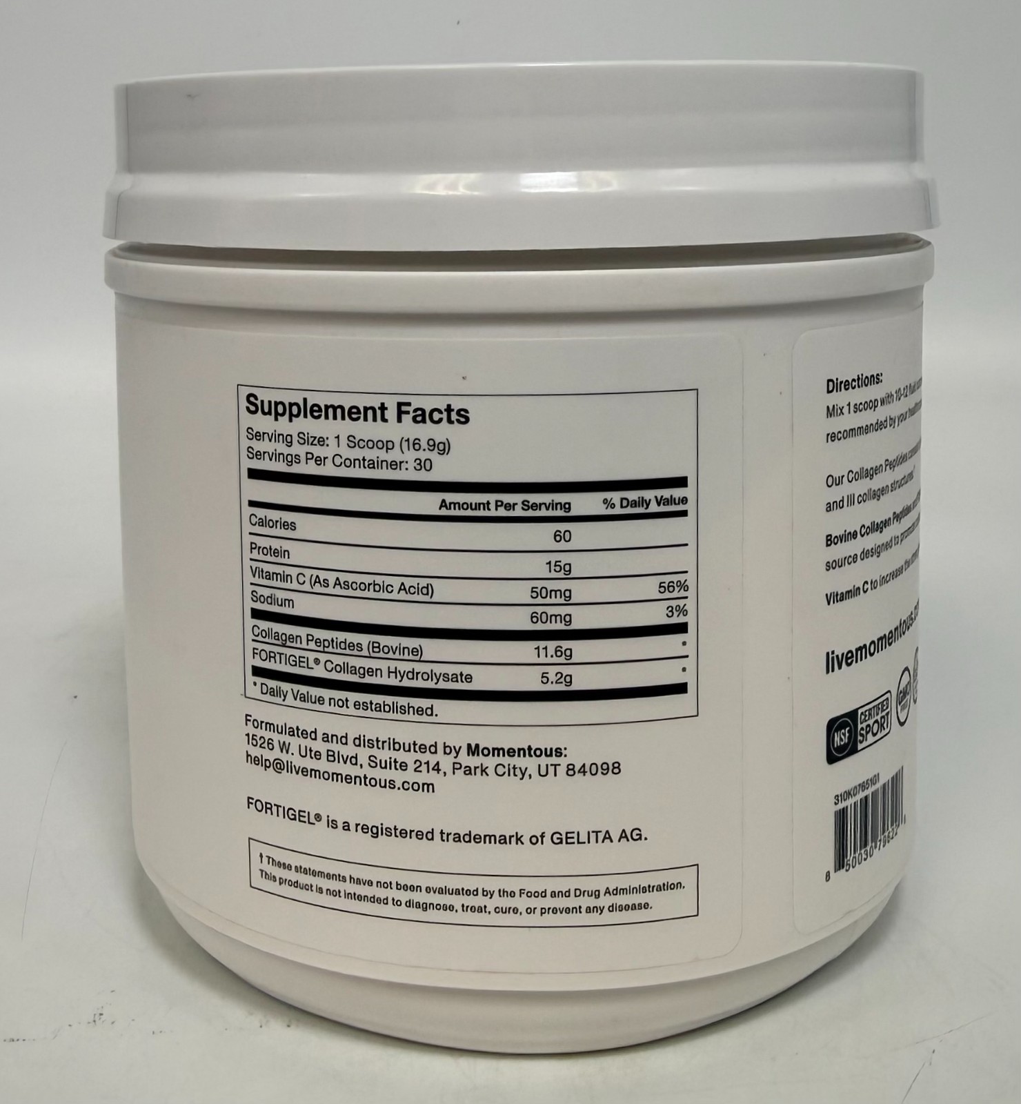 Momentous Grass-Fed Collagen Peptides Powder – 1.12 lb *EXP 01/2028*