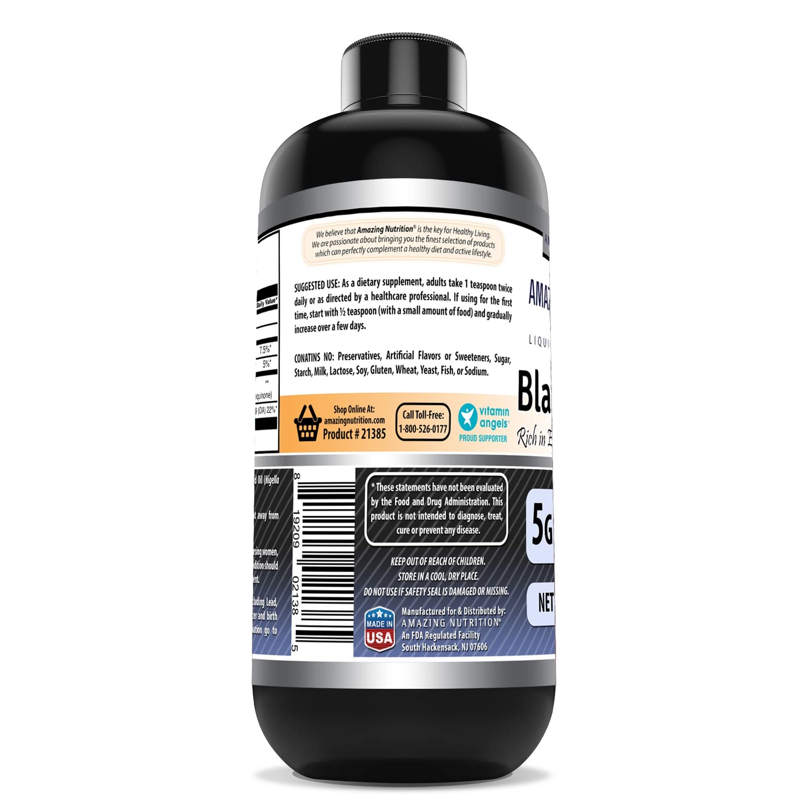Amazing Formulas Black Seed Oil 16 oz Natural Cold Pressed Non-GMO Gluten Free
